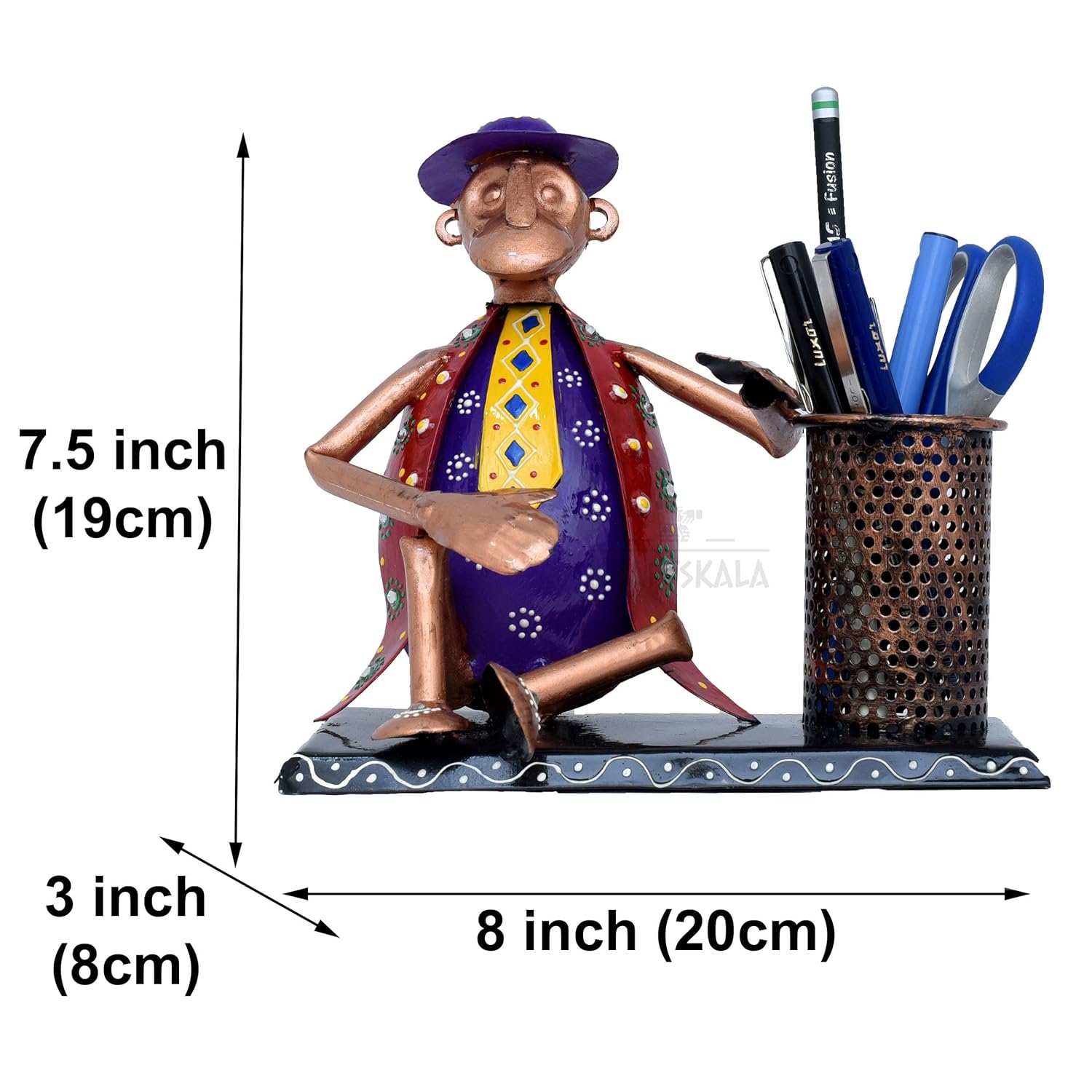 Desk Pen Stand Monkey Showpiece Iron Stationery Holder Paint brush Pen Pencil Stand for Desk Study Table Office Work Organizer Home Decor (Red) — photo — 3 of 7