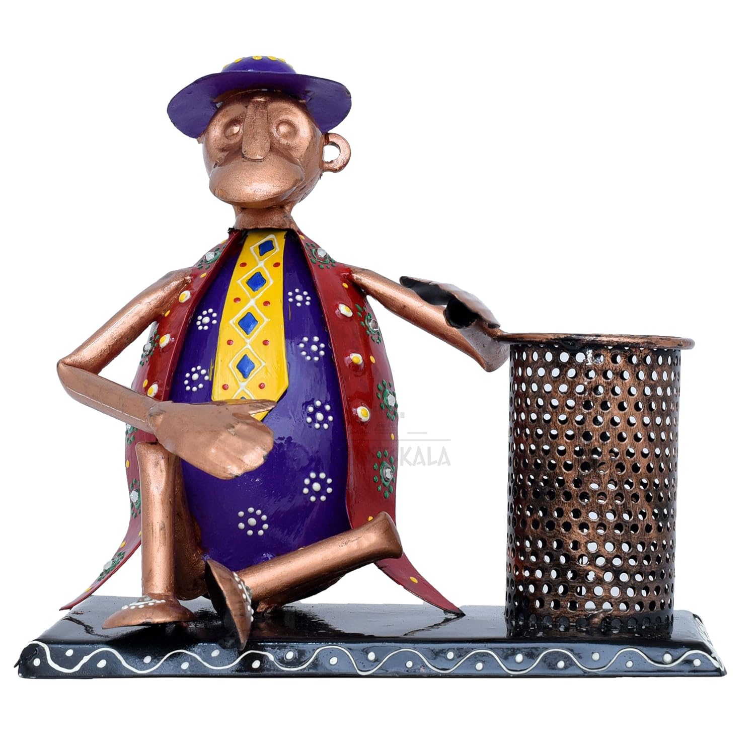 Desk Pen Stand Monkey Showpiece Iron Stationery Holder Paint brush Pen Pencil Stand for Desk Study Table Office Work Organizer Home Decor (Red) — photo — 5 of 7