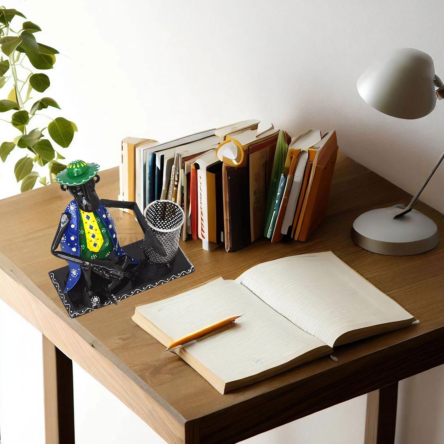 Desk Pen Stand Decorative Showpiece Iron Stationery Holder Paint brush Pen Pencil Stand for Desk Study Table Office Work Organizer Home Decor (Blue) — photo — 2 of 8