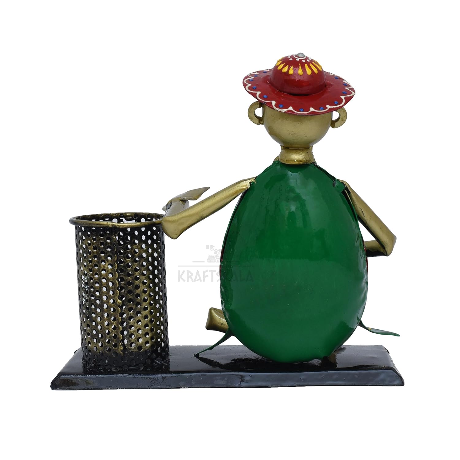 Desk Pen Stand Decorative Showpiece Iron Stationery Holder Paint brush Pen Pencil Stand for Desk Study Table Office Work Organizer Home Decor (Green) — photo — 8 of 9