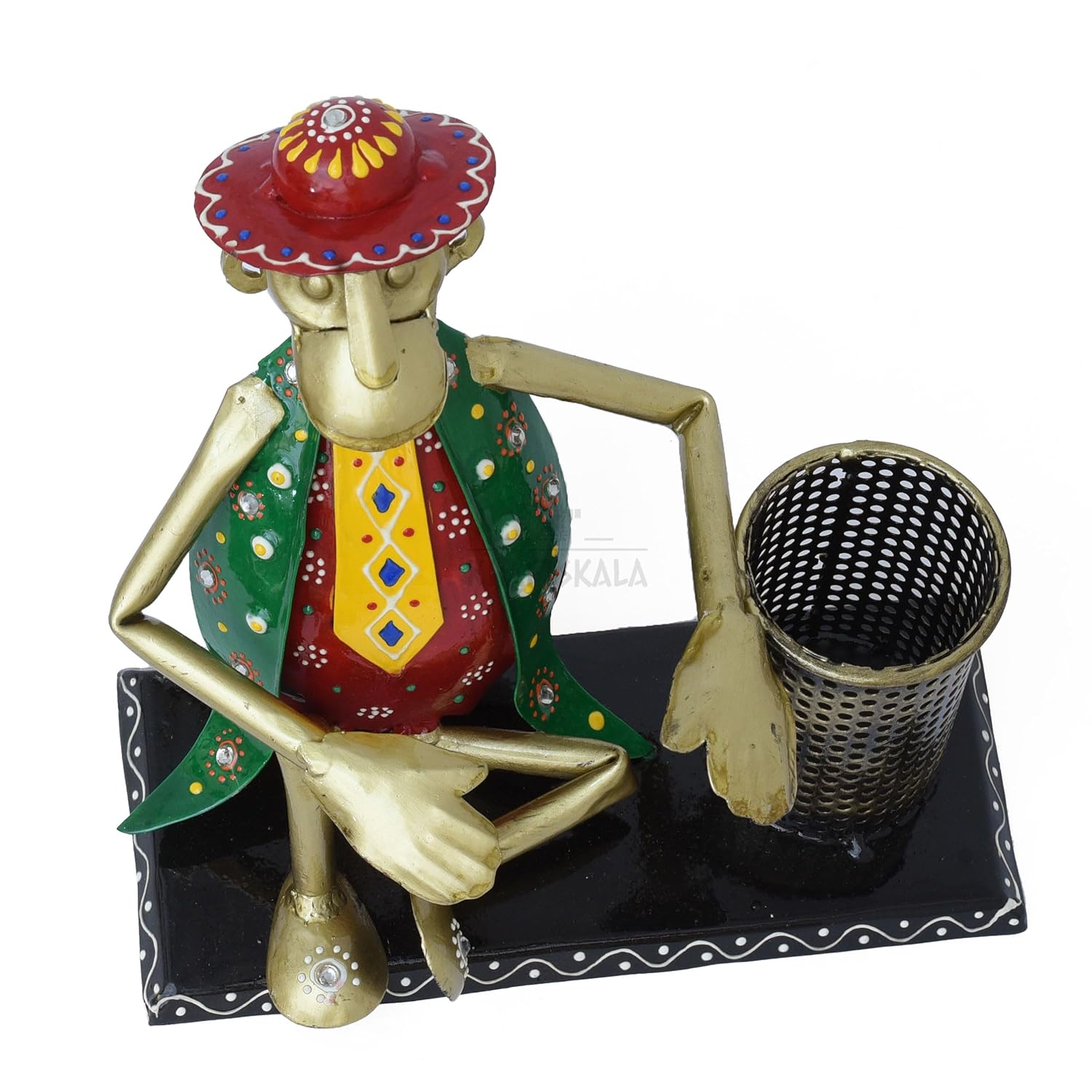 Desk Pen Stand Decorative Showpiece Iron Stationery Holder Paint brush Pen Pencil Stand for Desk Study Table Office Work Organizer Home Decor (Green) — photo — 7 of 9