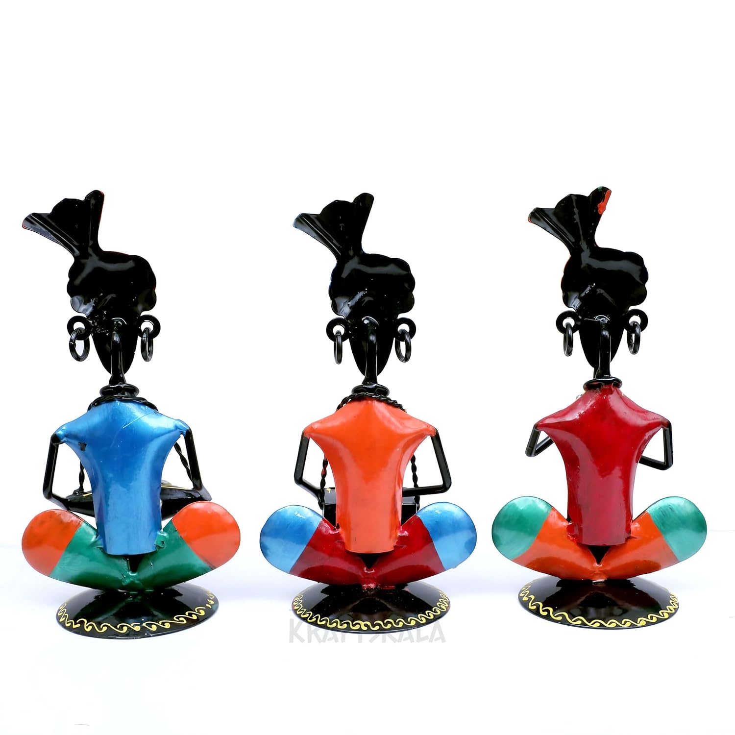 Rajasthani Musicians Showpiece Set of 3 Tribal Musicians Iron Statue Table Decoration Item for Living Room, Home, Office, Gifts — photo — 7 of 7