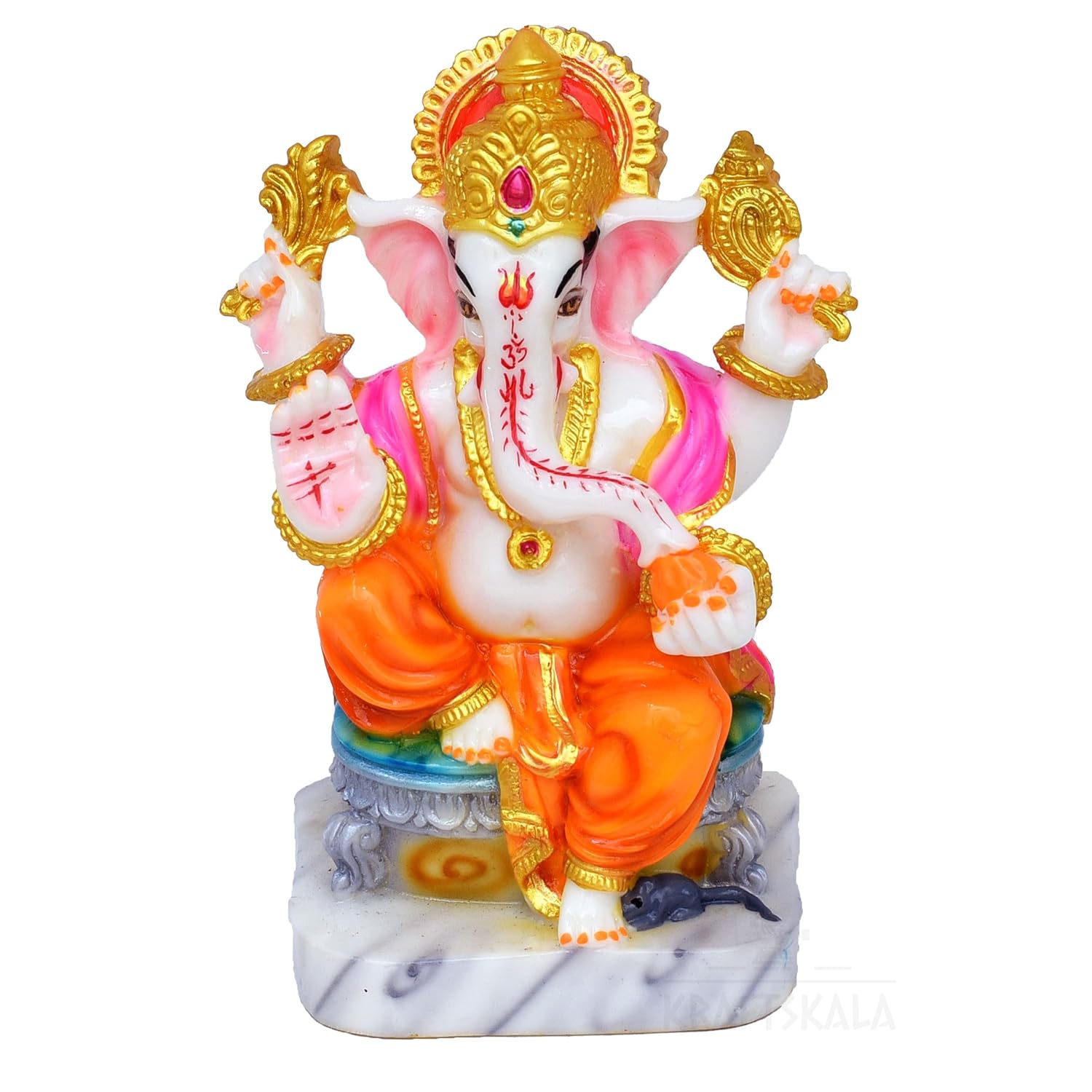 Marble Dust Ganesha Idol Ganpati Murti Vinayak 6 inch Statue for Home Mandir, Entrance, Living Room Decor, Office Desk, Gifting on Grih Pravesh, Auspicious Showpiece — photo — 2 of 7