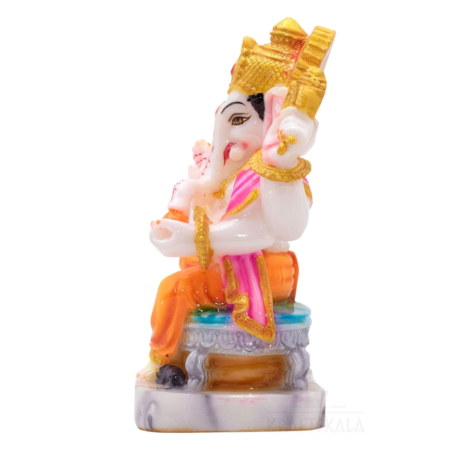 Marble Dust Ganesha Idol Ganpati Murti Vinayak 6 inch Statue for Home Mandir, Entrance, Living Room Decor, Office Desk, Gifting on Grih Pravesh, Auspicious Showpiece — photo — 6 of 7