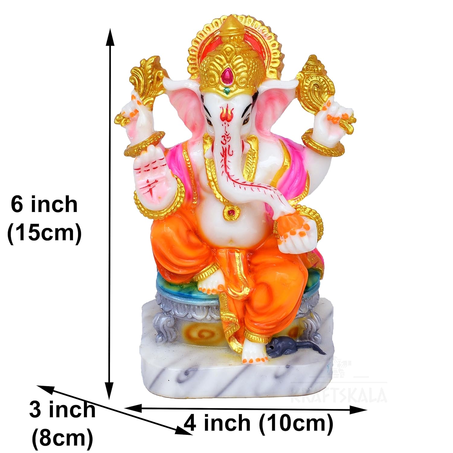 Marble Dust Ganesha Idol Ganpati Murti Vinayak 6 inch Statue for Home Mandir, Entrance, Living Room Decor, Office Desk, Gifting on Grih Pravesh, Auspicious Showpiece — photo — 4 of 7