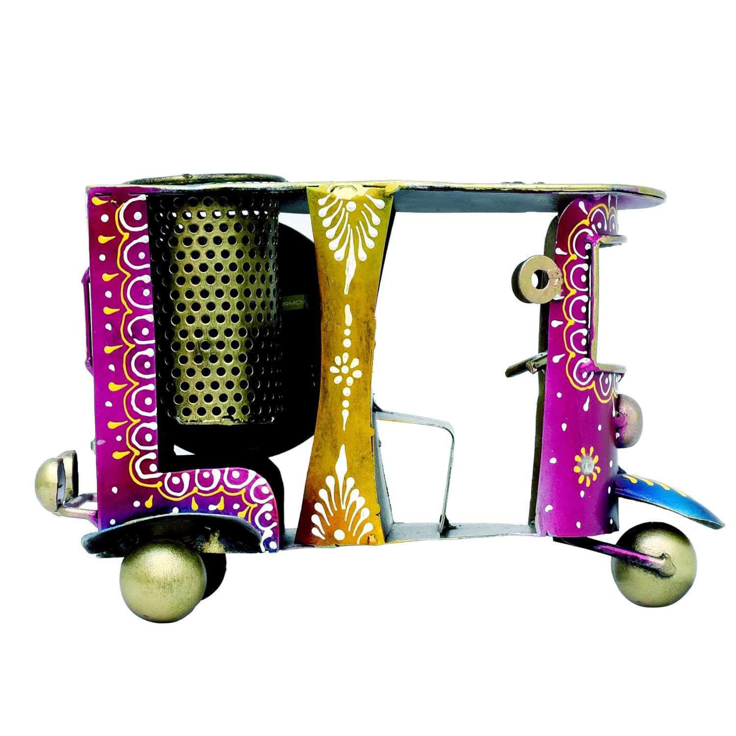 Desk Pen Stand with Table Clock, Decorative Auto Rickshaw Showpiece Stationery Holder Brush Pencil Stand for Work Desk Study Table Students Office Organizer Home Decor — photo — 7 of 8