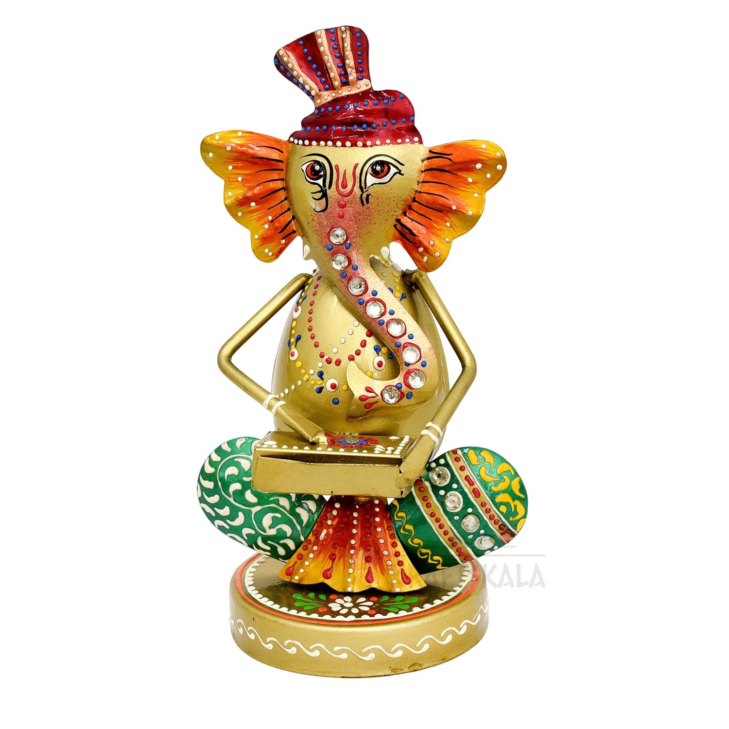 Musical Ganesha Statues Set of 3 Hand Painted Wrought Iron Figurines for Home Decor, Living Room Decoration, Office, Shops and Gifts, Multicolour — photo — 8 of 8