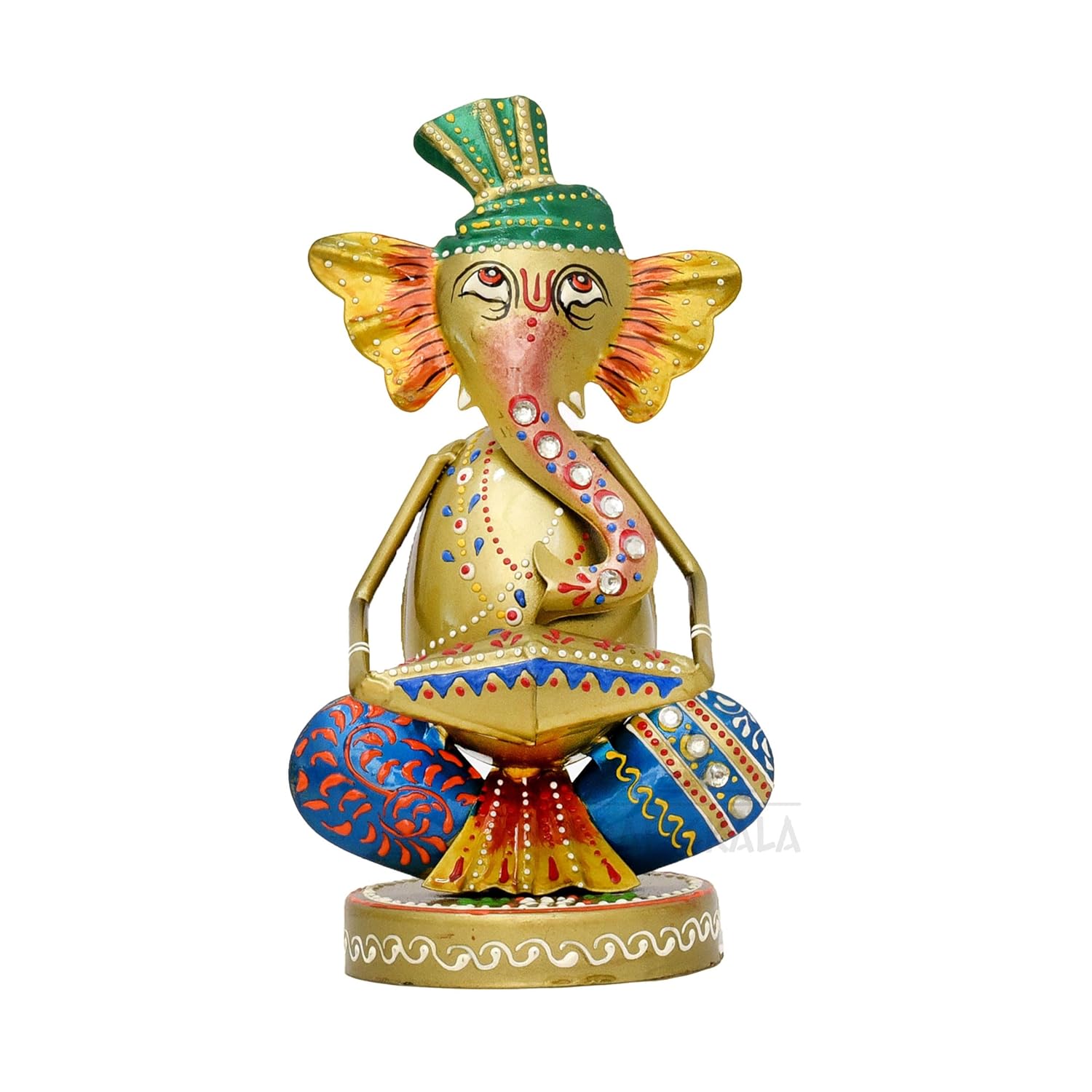 Musical Ganesha Statues Set of 3 Hand Painted Wrought Iron Figurines for Home Decor, Living Room Decoration, Office, Shops and Gifts, Multicolour — photo — 2 of 8