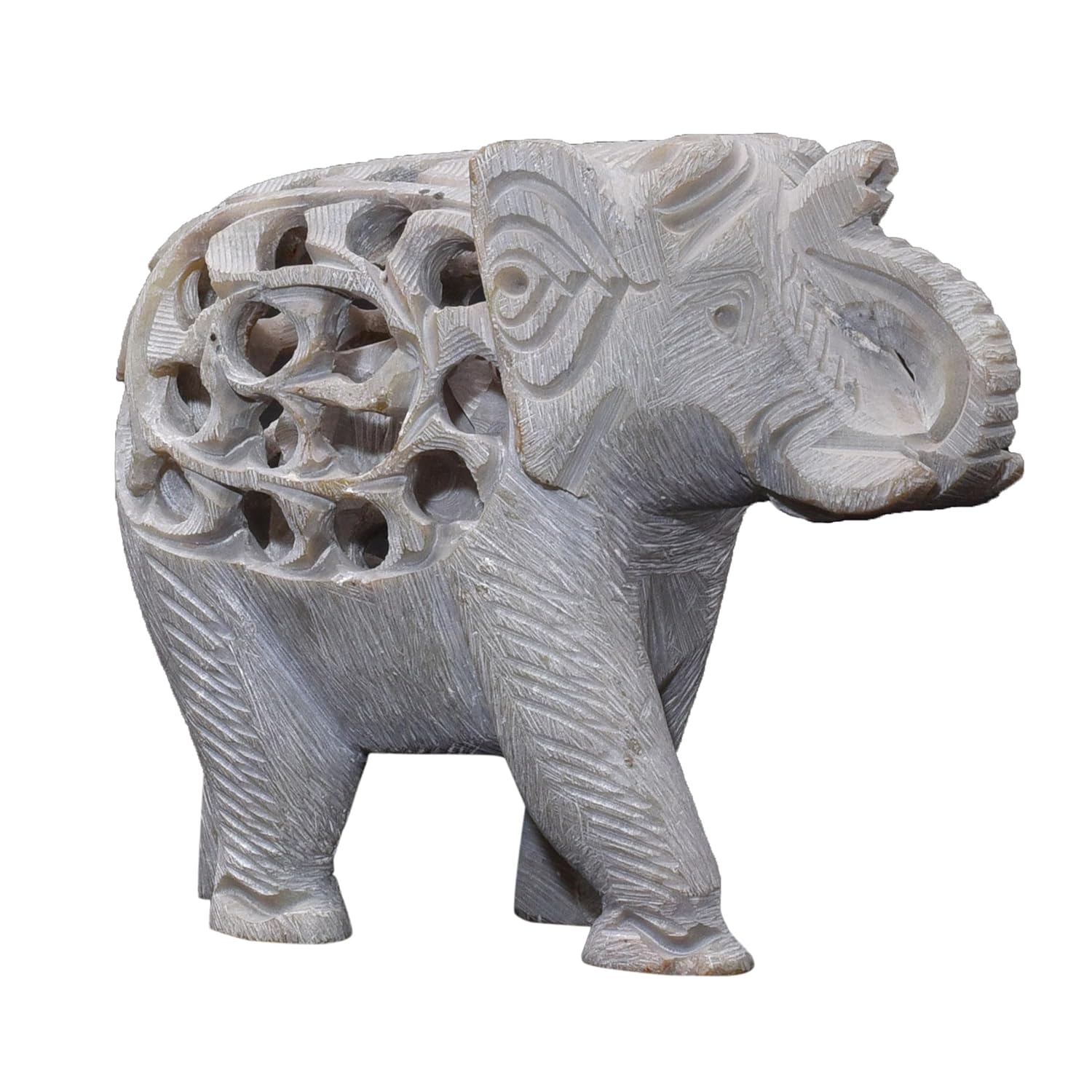 Single Stone Elephant & Baby Jali Elephant Soapstone Showpiece for Home Decor Table Office Desk — photo — 5 of 7