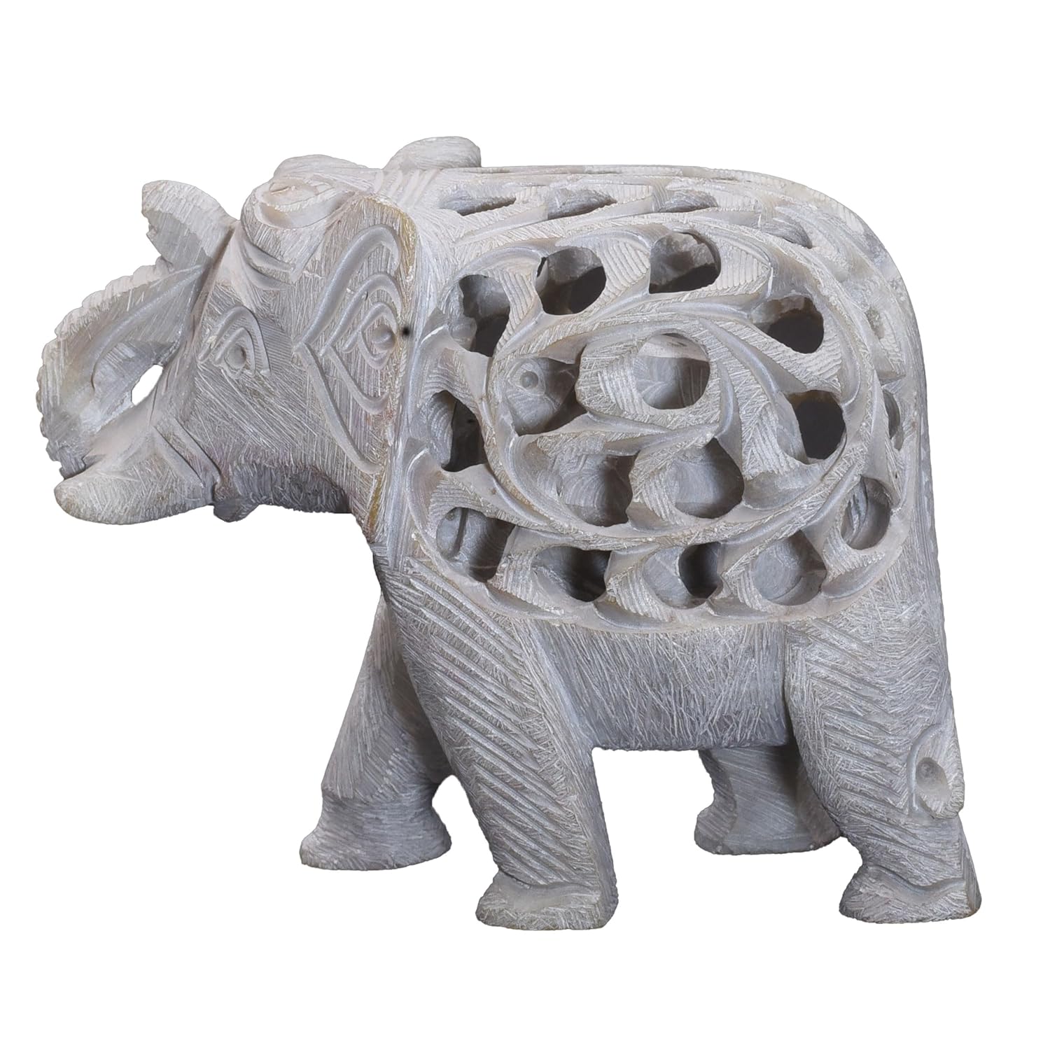 Single Stone Elephant & Baby Jali Elephant Soapstone Showpiece for Home Decor Table Office Desk — photo — 2 of 7