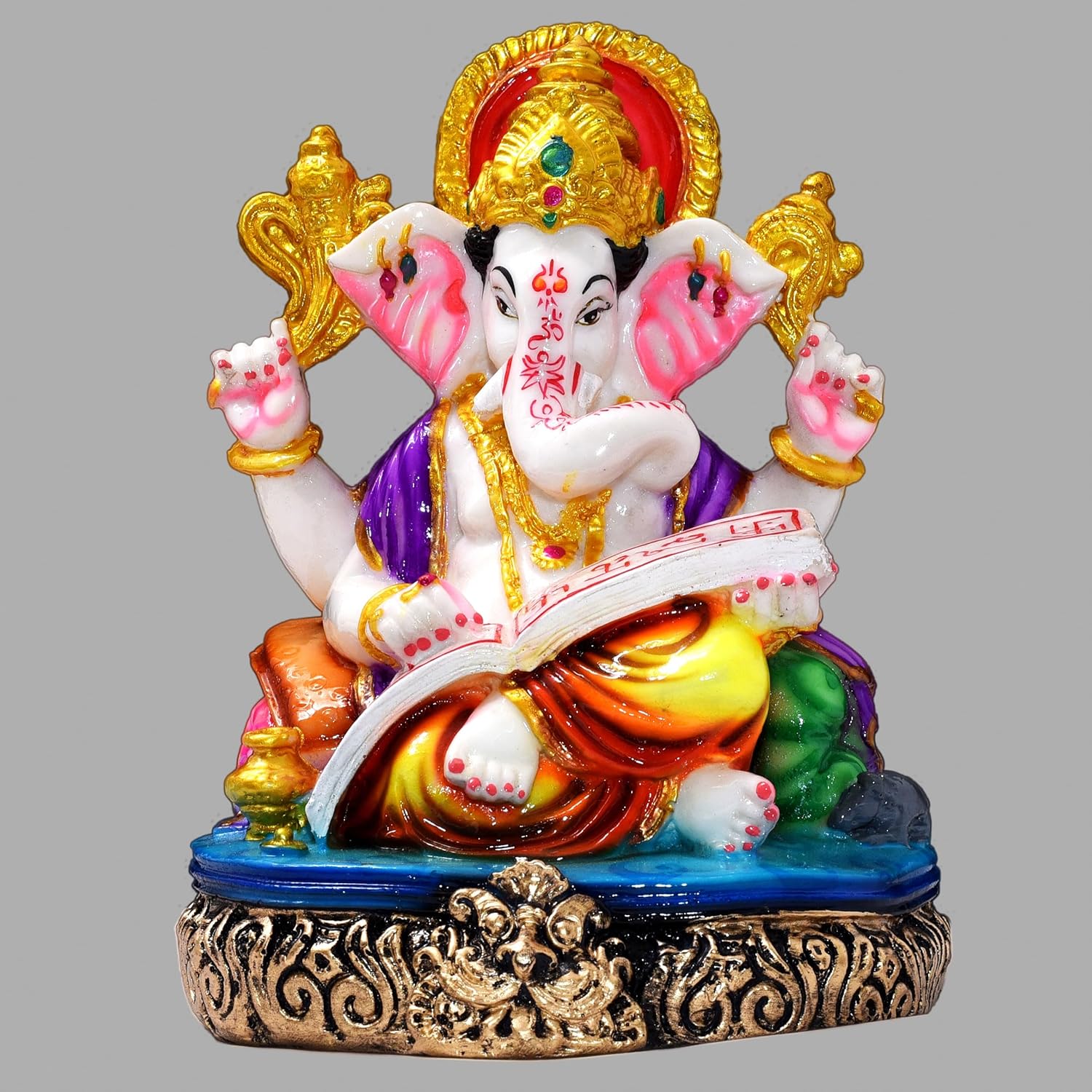Ganesha Shubh Labh Statue 7.5 inch Poly Resin Figurine Showpiece for Home Temple Idol, Ganesh Chaturthi, Living Room Decor Showcase, Office Desk, Grih Pravesh — photo — 2 of 6