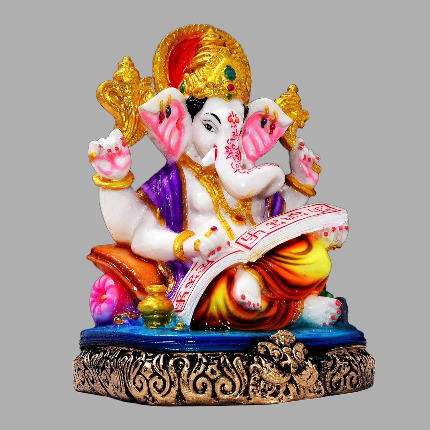Ganesha Shubh Labh Statue 7.5 inch Poly Resin Figurine Showpiece for Home Temple Idol, Ganesh Chaturthi, Living Room Decor Showcase, Office Desk, Grih Pravesh — photo — 4 of 6