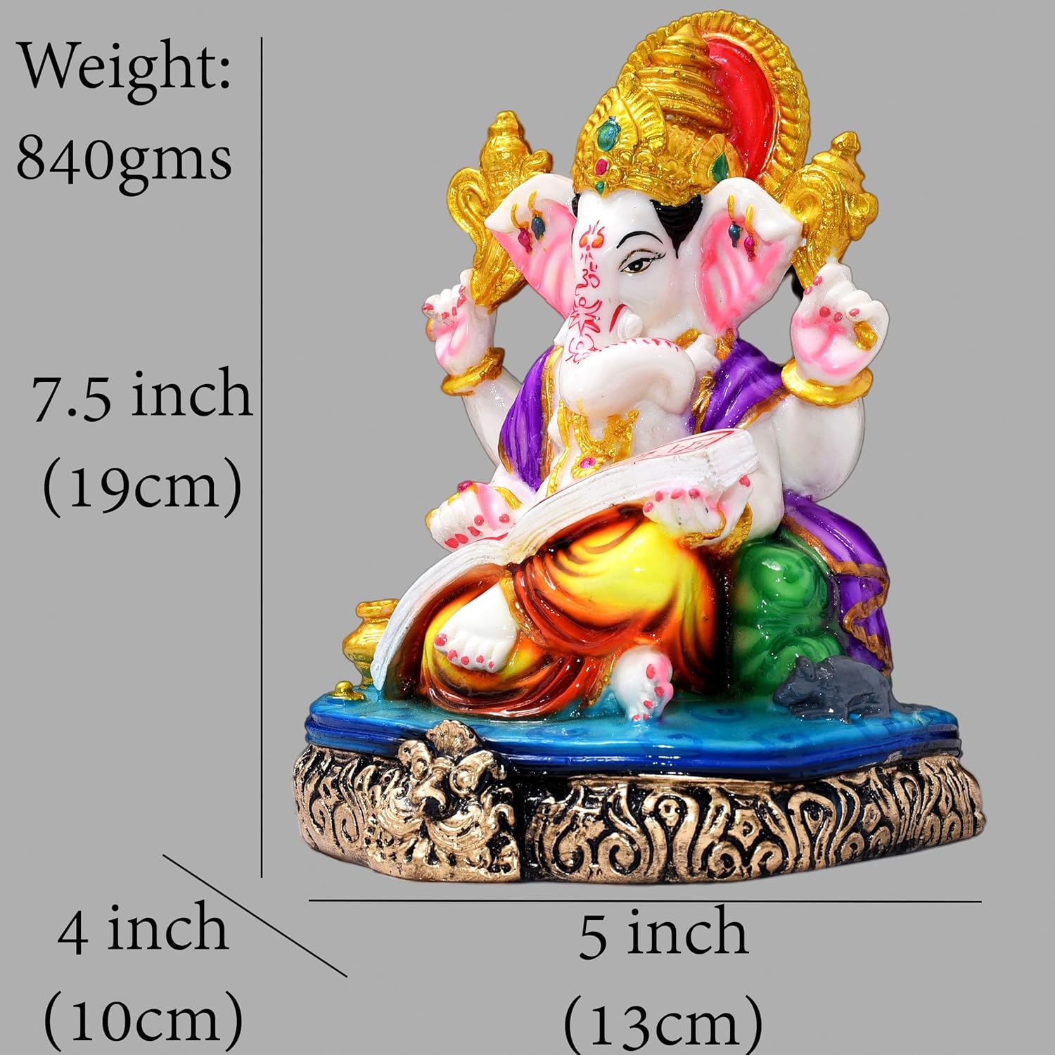 Ganesha Shubh Labh Statue 7.5 inch Poly Resin Figurine Showpiece for Home Temple Idol, Ganesh Chaturthi, Living Room Decor Showcase, Office Desk, Grih Pravesh — photo — 5 of 6