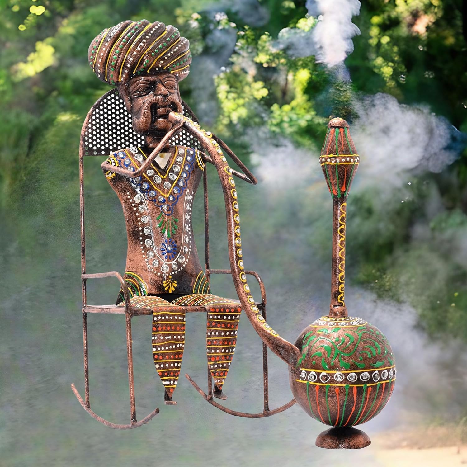 Ethinc Villager on Chair 16 inch Large Metal Decor Showpiece for Living Room Showcase, Tabletop Decor, Traditional Rajasthani Decorative Showpiece — photo — 5 of 7