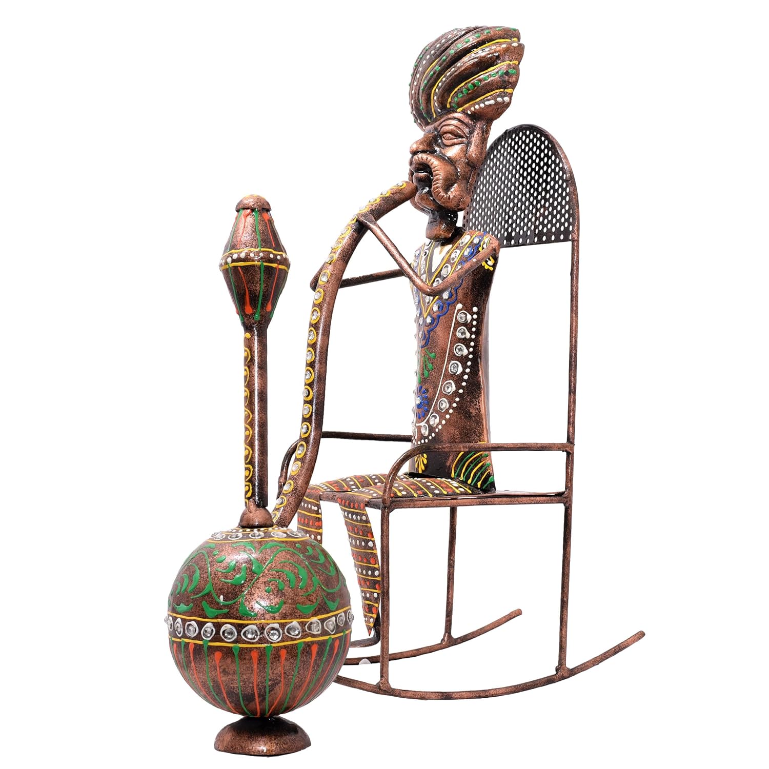 Ethinc Villager on Chair 16 inch Large Metal Decor Showpiece for Living Room Showcase, Tabletop Decor, Traditional Rajasthani Decorative Showpiece — photo — 7 of 7