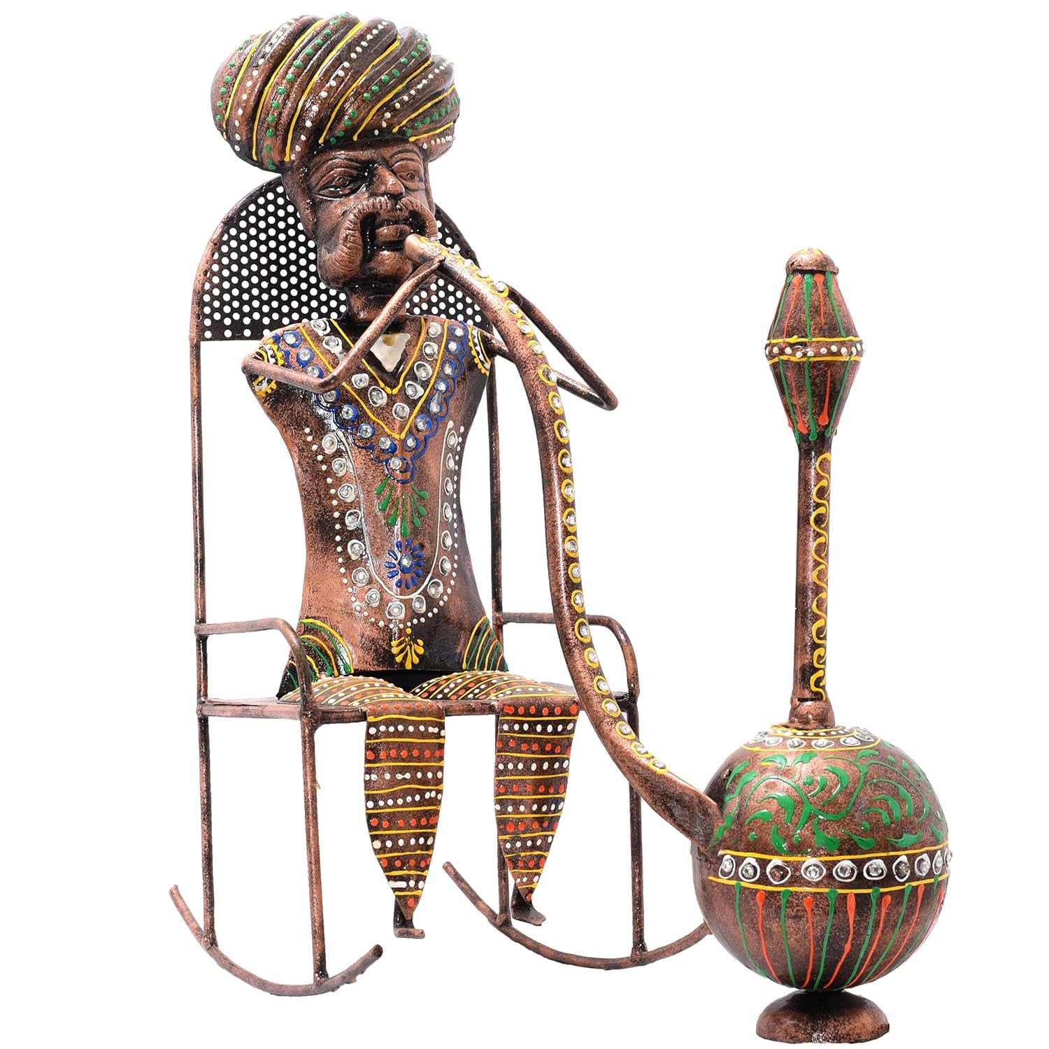 Ethinc Villager on Chair 16 inch Large Metal Decor Showpiece for Living Room Showcase, Tabletop Decor, Traditional Rajasthani Decorative Showpiece — photo — 2 of 7