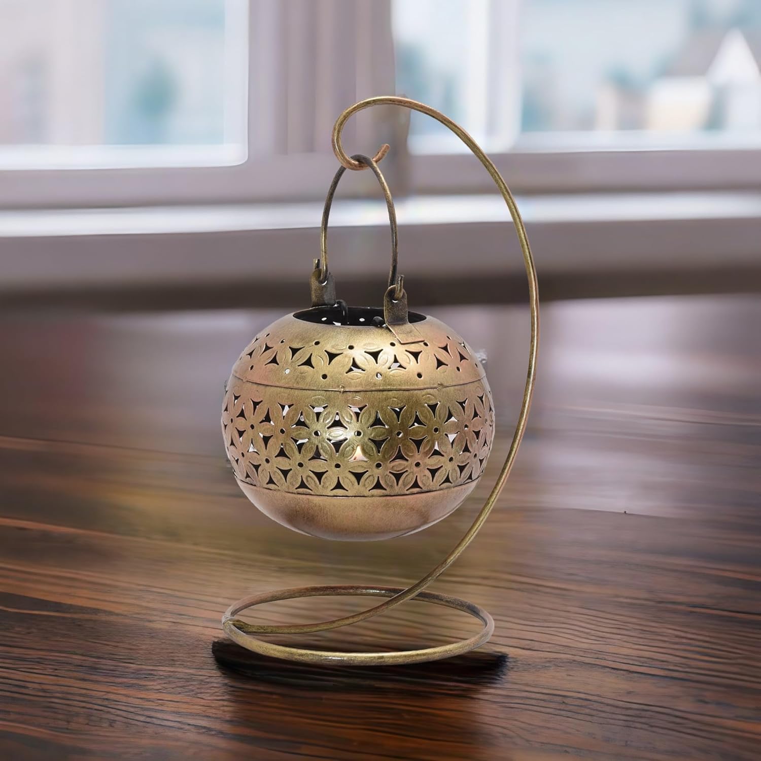Handcrafted Antique 10in TabletTop Stand Hanging Tea Light Candle Holder Diwali Decoration String Light Holder Incense Burner — photo — 5 of 7