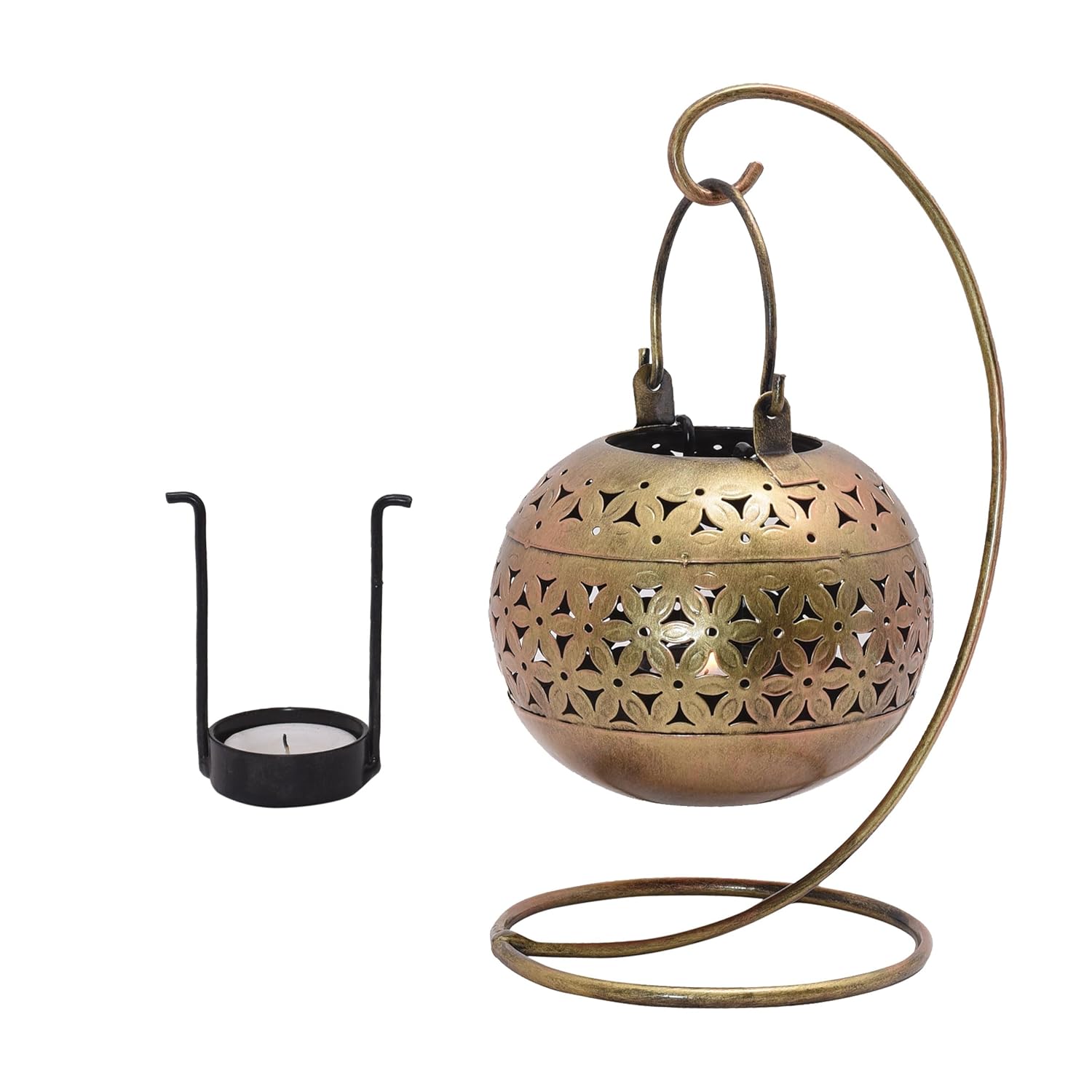 Handcrafted Antique 10in TabletTop Stand Hanging Tea Light Candle Holder Diwali Decoration String Light Holder Incense Burner — photo — 3 of 7
