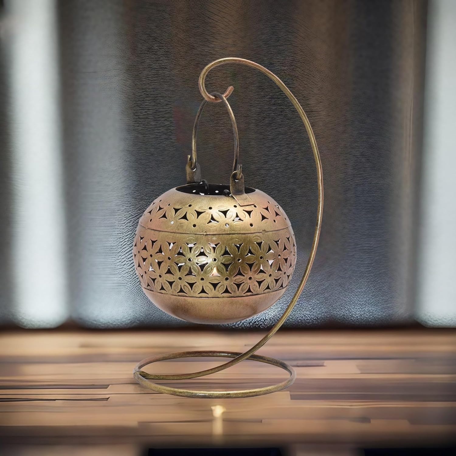 Handcrafted Antique 10in TabletTop Stand Hanging Tea Light Candle Holder Diwali Decoration String Light Holder Incense Burner — photo — 6 of 7