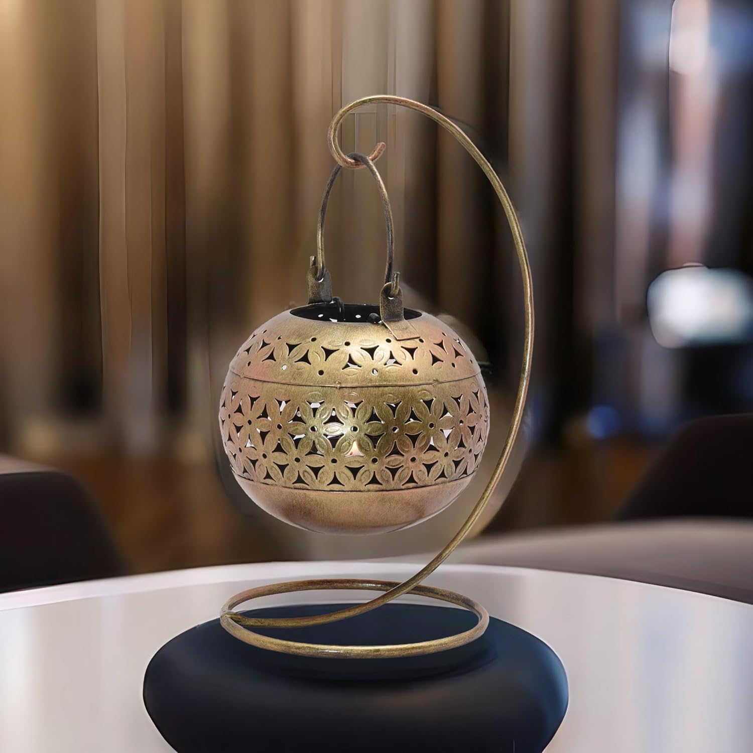 Handcrafted Antique 10in TabletTop Stand Hanging Tea Light Candle Holder Diwali Decoration String Light Holder Incense Burner