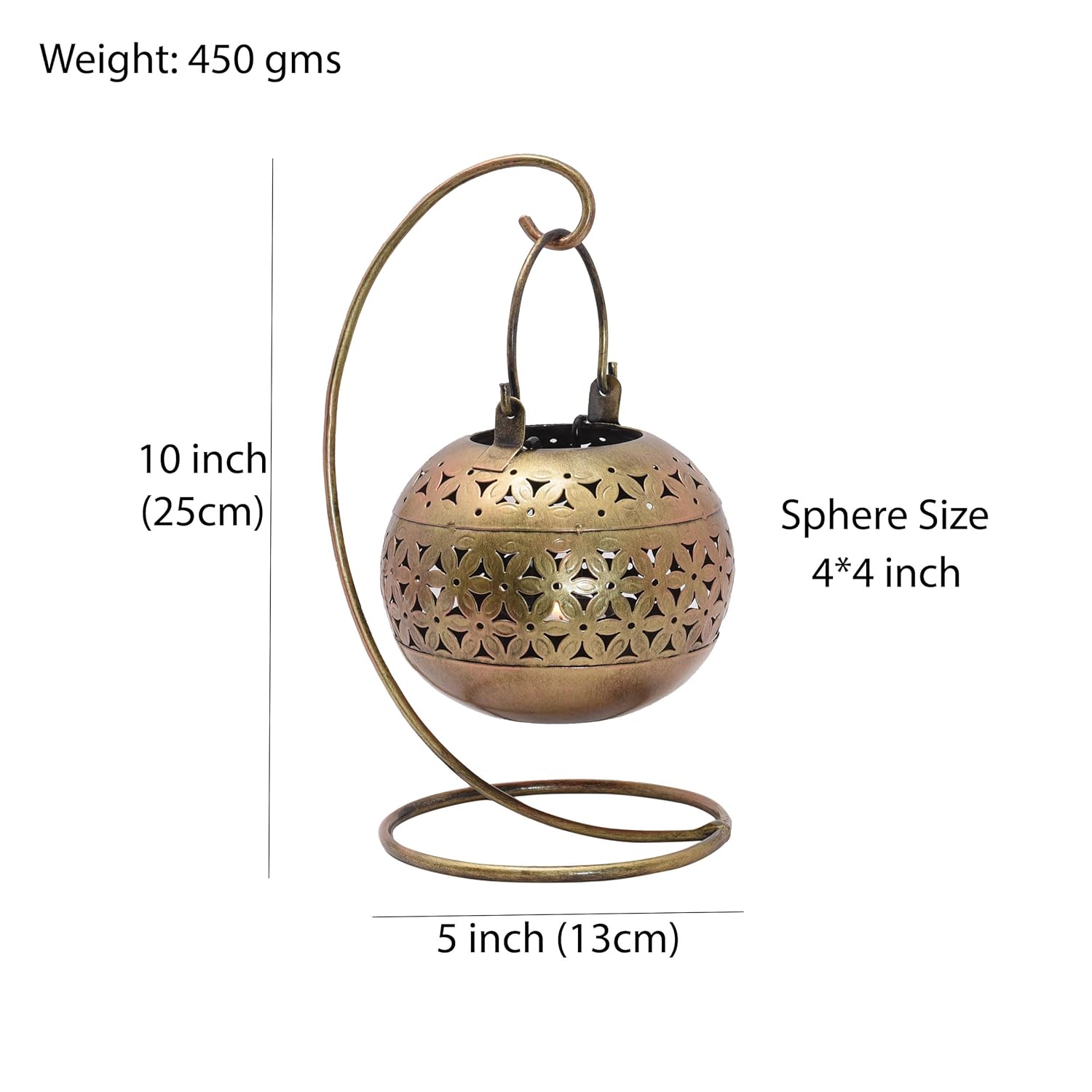 Handcrafted Antique 10in TabletTop Stand Hanging Tea Light Candle Holder Diwali Decoration String Light Holder Incense Burner — photo — 4 of 7