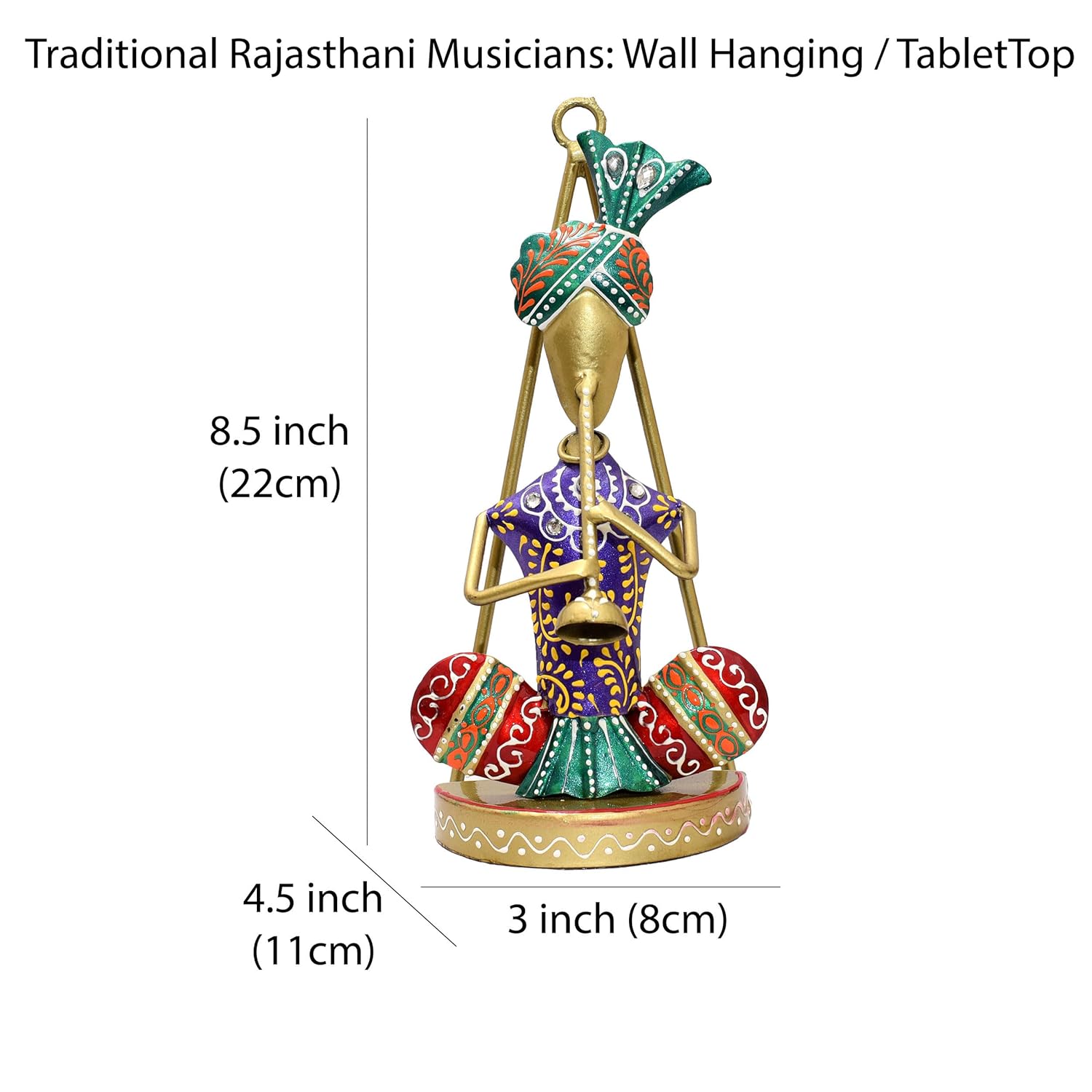 Traditional Musicians (Set of 3) Tabletop/Wall Hanging Metal Wall Decor Statues for Living Room, Decorative Showpiece Items for Home, Festive Gifting, Housewarming Present — photo — 6 of 8