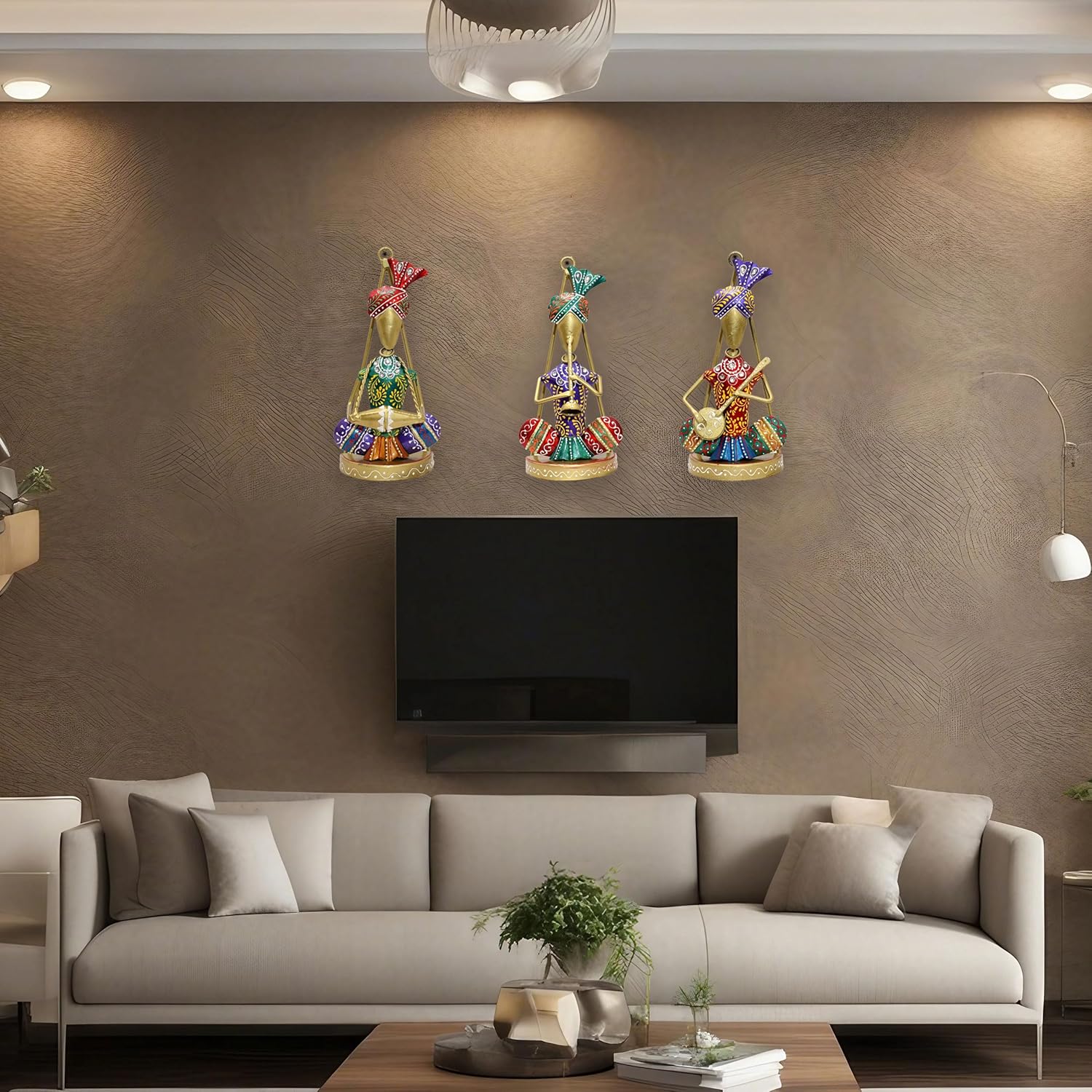 Traditional Musicians (Set of 3) Tabletop/Wall Hanging Metal Wall Decor Statues for Living Room, Decorative Showpiece Items for Home, Festive Gifting, Housewarming Present — photo — 3 of 8