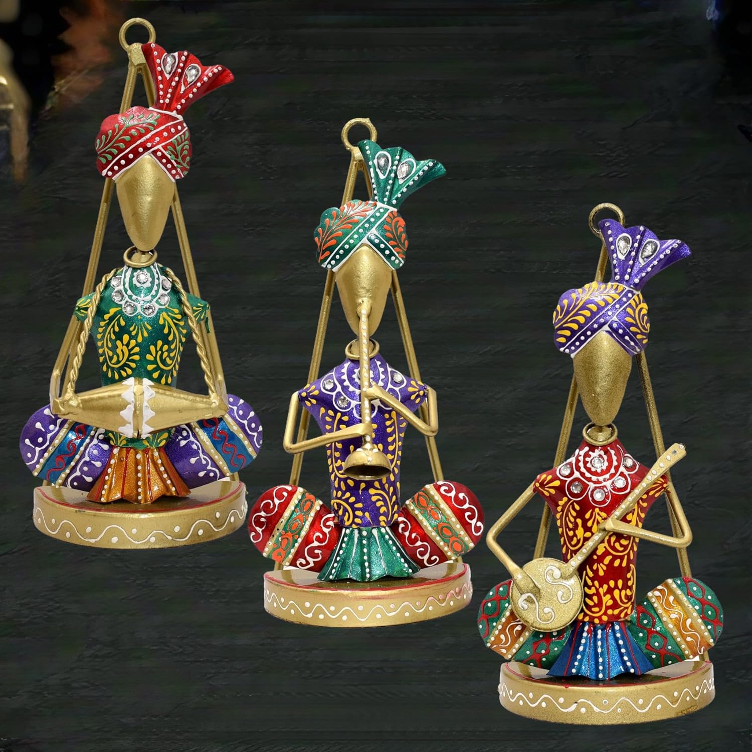 Traditional Musicians (Set of 3) Tabletop/Wall Hanging Metal Wall Decor Statues for Living Room, Decorative Showpiece Items for Home, Festive Gifting, Housewarming Present — photo — 2 of 8
