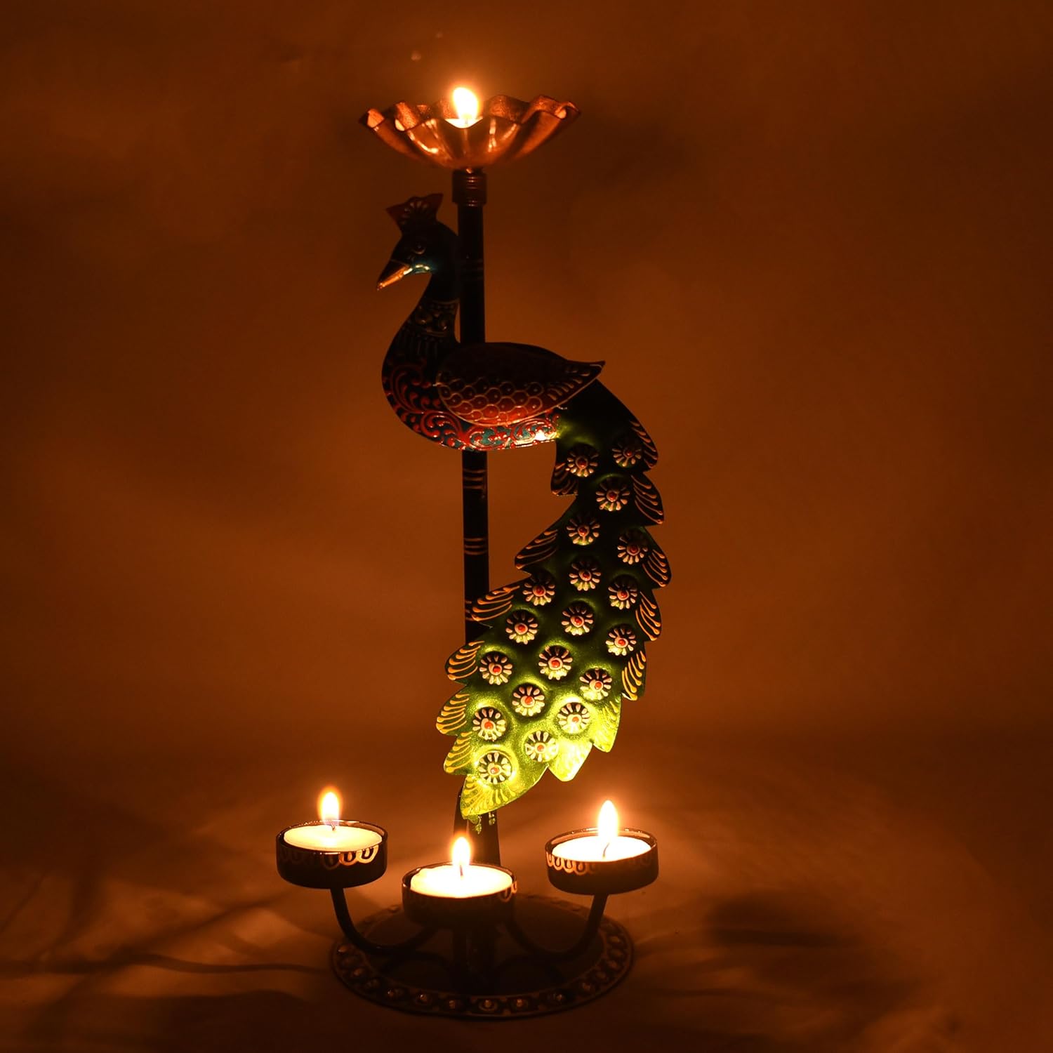 Illuminate Your Space with Elegant Tealight Candle Holder - Decorative Peacock Four Candle Holder (Design 1) — photo — 7 of 7