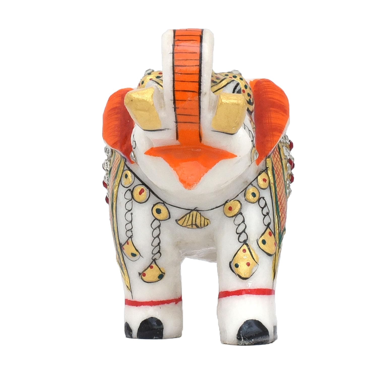 Marble Decorative Items Elephant Showpieces Pack of 2 Marble Elephant Statue 10x8x13cm for Home Decor Shelf Living Room Hathi Vastu Puja Idol (Marble, 4 x 5 inch) — photo — 9 of 10