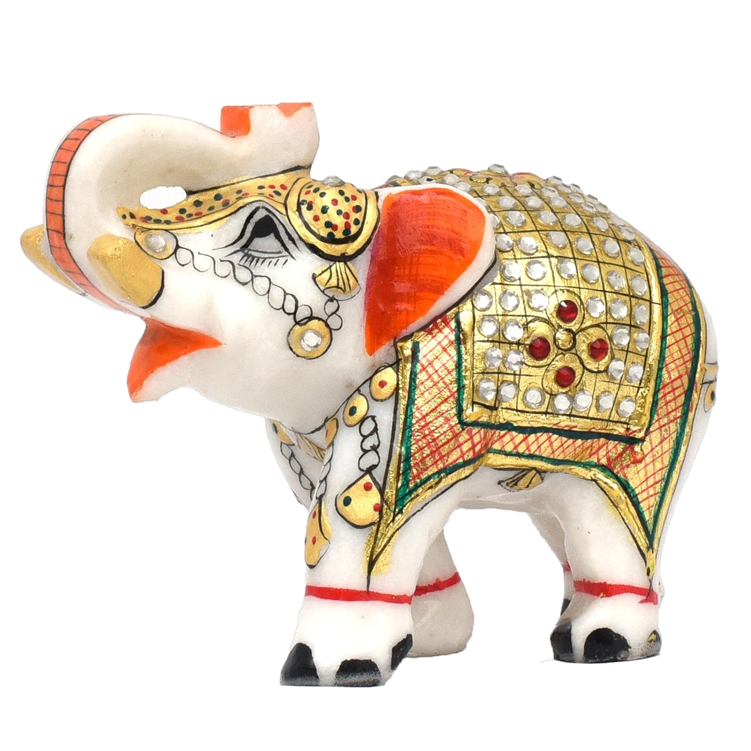 Marble Decorative Items Elephant Showpieces Pack of 2 Marble Elephant Statue 10x8x13cm for Home Decor Shelf Living Room Hathi Vastu Puja Idol (Marble, 4 x 5 inch) — photo — 2 of 10