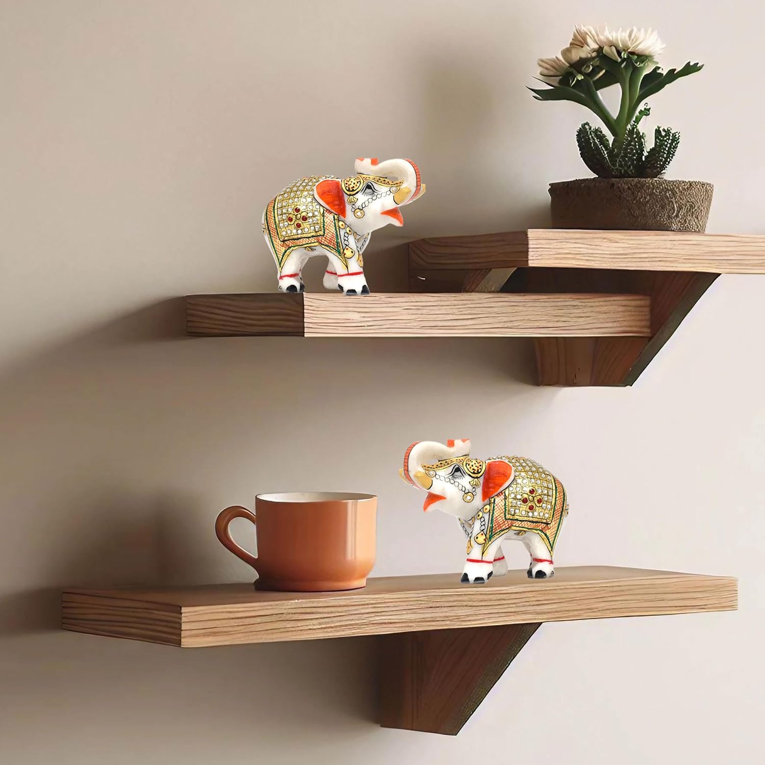 Marble Decorative Items Elephant Showpieces Pack of 2 Marble Elephant Statue 10x8x13cm for Home Decor Shelf Living Room Hathi Vastu Puja Idol (Marble, 4 x 5 inch) — photo — 3 of 10