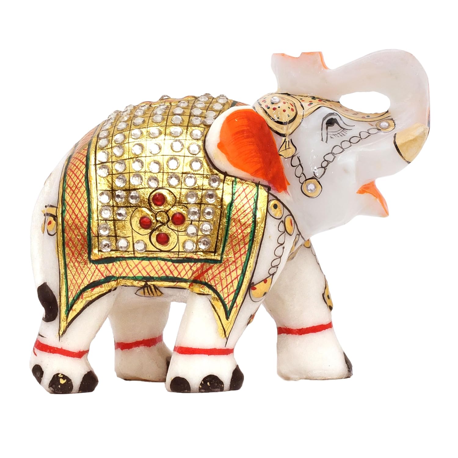 Marble Decorative Items Elephant Showpieces Pack of 2 Marble Elephant Statue 10x8x13cm for Home Decor Shelf Living Room Hathi Vastu Puja Idol (Marble, 4 x 5 inch) — photo — 4 of 10