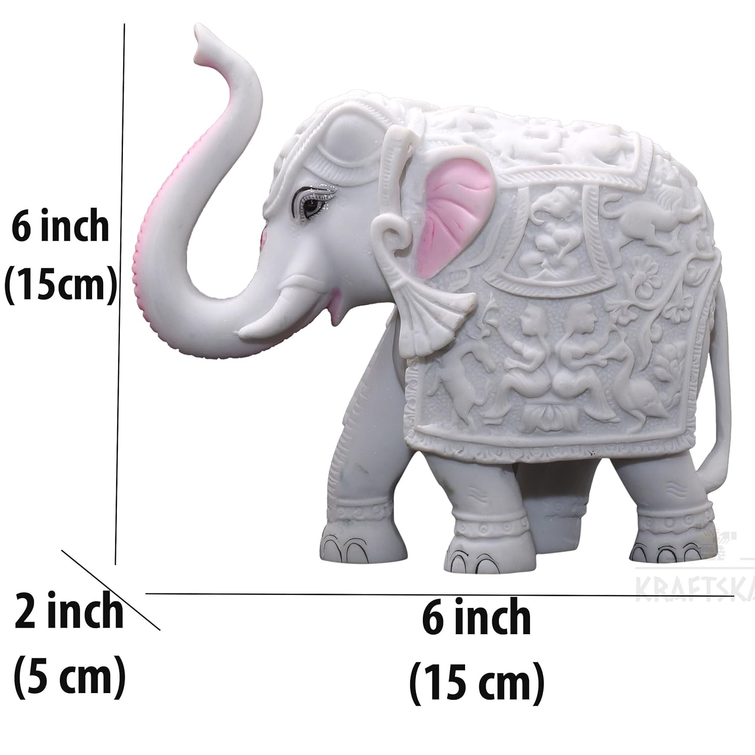 White Elephant Showpiece Big Size Marble Resin Aesthetic Statue Decorative Item for Home, 6 inch Elephant Decor for Home Vastu, Shelf, Study Room, Work Table (6 x 7 inch) — photo — 8 of 8