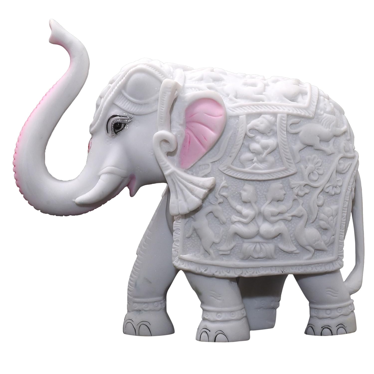 White Elephant Showpiece Big Size Marble Resin Aesthetic Statue Decorative Item for Home, 6 inch Elephant Decor for Home Vastu, Shelf, Study Room, Work Table (6 x 7 inch) — photo — 4 of 8
