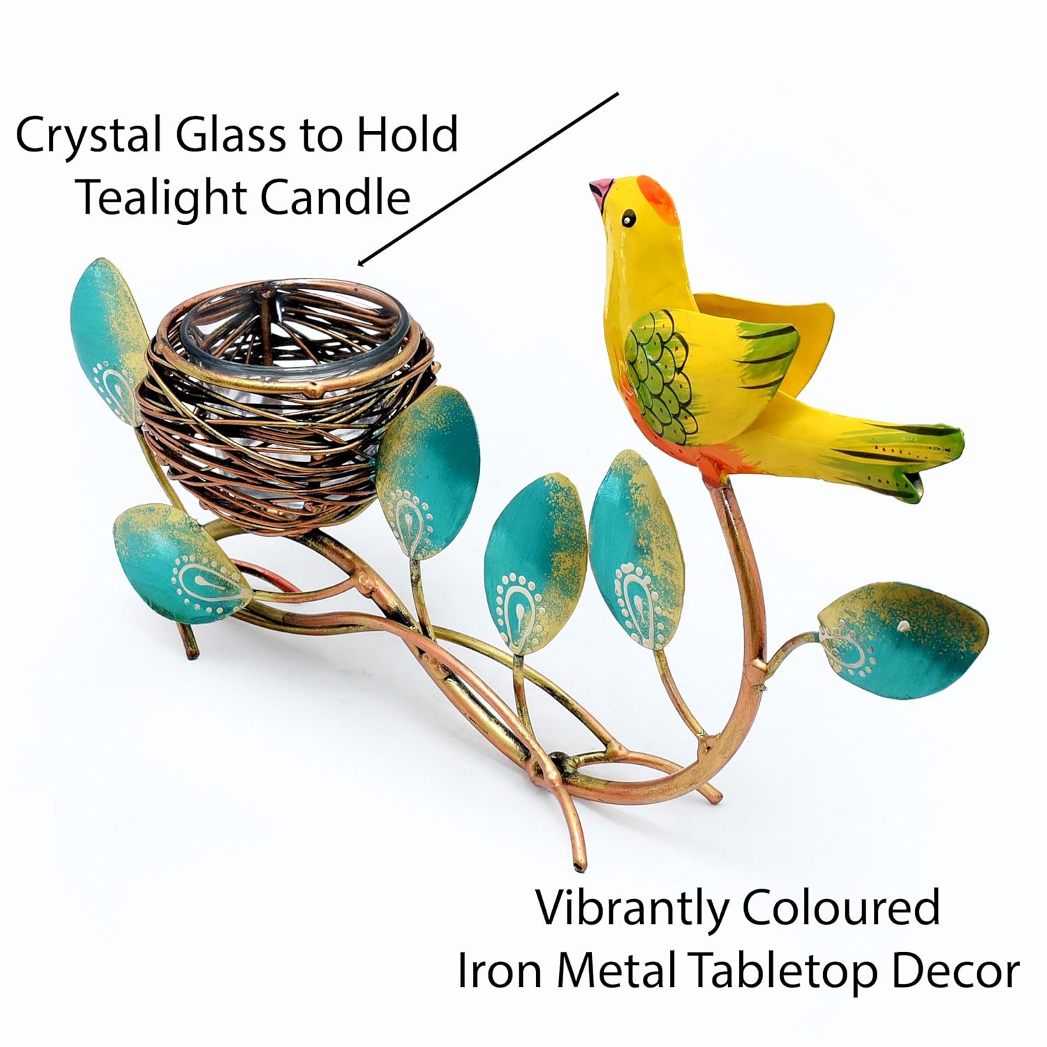 Metal Bird Home Decor Showpiece Tealight Candle Holder, Tabletop Decorative Item for Living Room, Dinner Table, Meditation Room, Festive Gifting — photo — 2 of 6