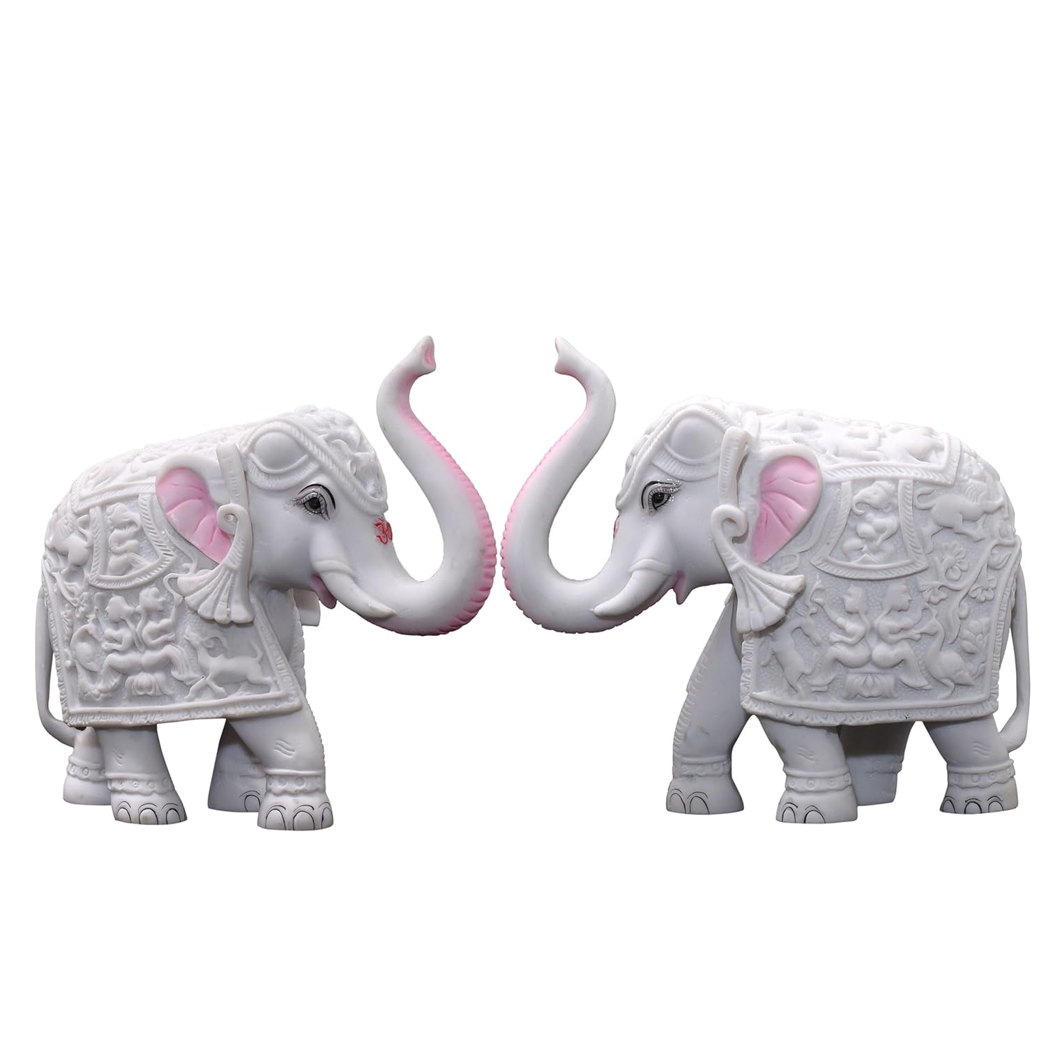 Pack of 2 White Elephant Showpieces Home Decor for Living Room, Table, Shelf, 2 x 3 inch Elephant Marble Resin Statue for Vastu, Feng Shui, Office Decor, Gifting — photo — 2 of 7