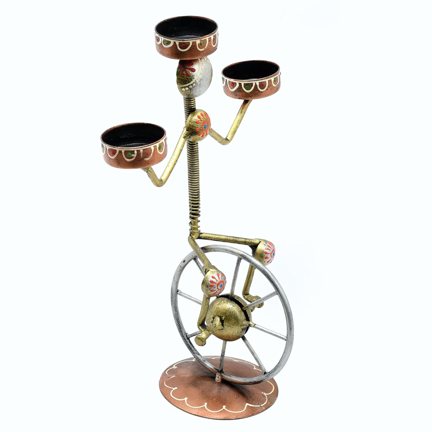 Premium Metal Tealight Candle Holder Antique Copper Gold Finish Versatile Ambiance Enhancement Captivating Storytelling Tealight Holder for Home Decor, Thoughtful Gifting (Cycle) — photo — 7 of 7