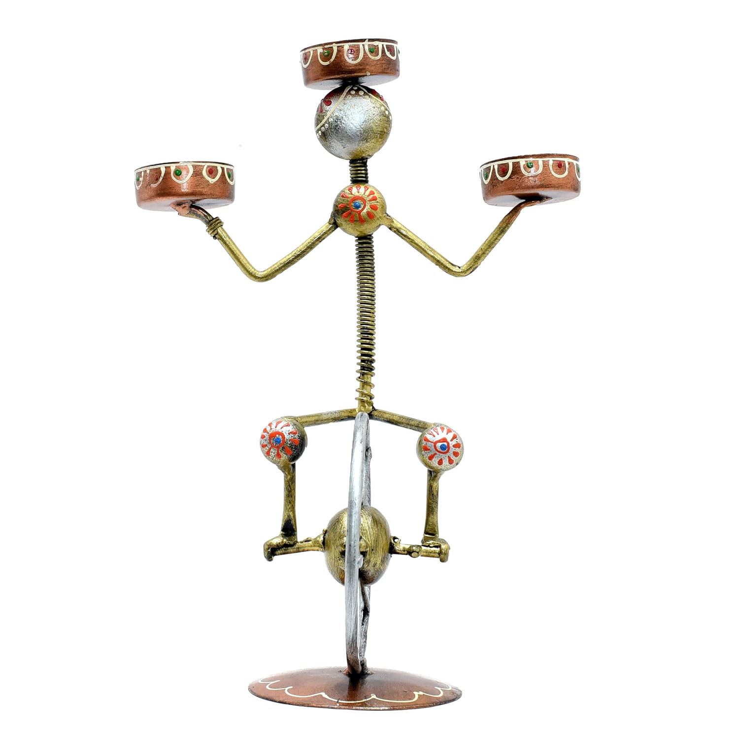 Premium Metal Tealight Candle Holder Antique Copper Gold Finish Versatile Ambiance Enhancement Captivating Storytelling Tealight Holder for Home Decor, Thoughtful Gifting (Cycle) — photo — 3 of 7