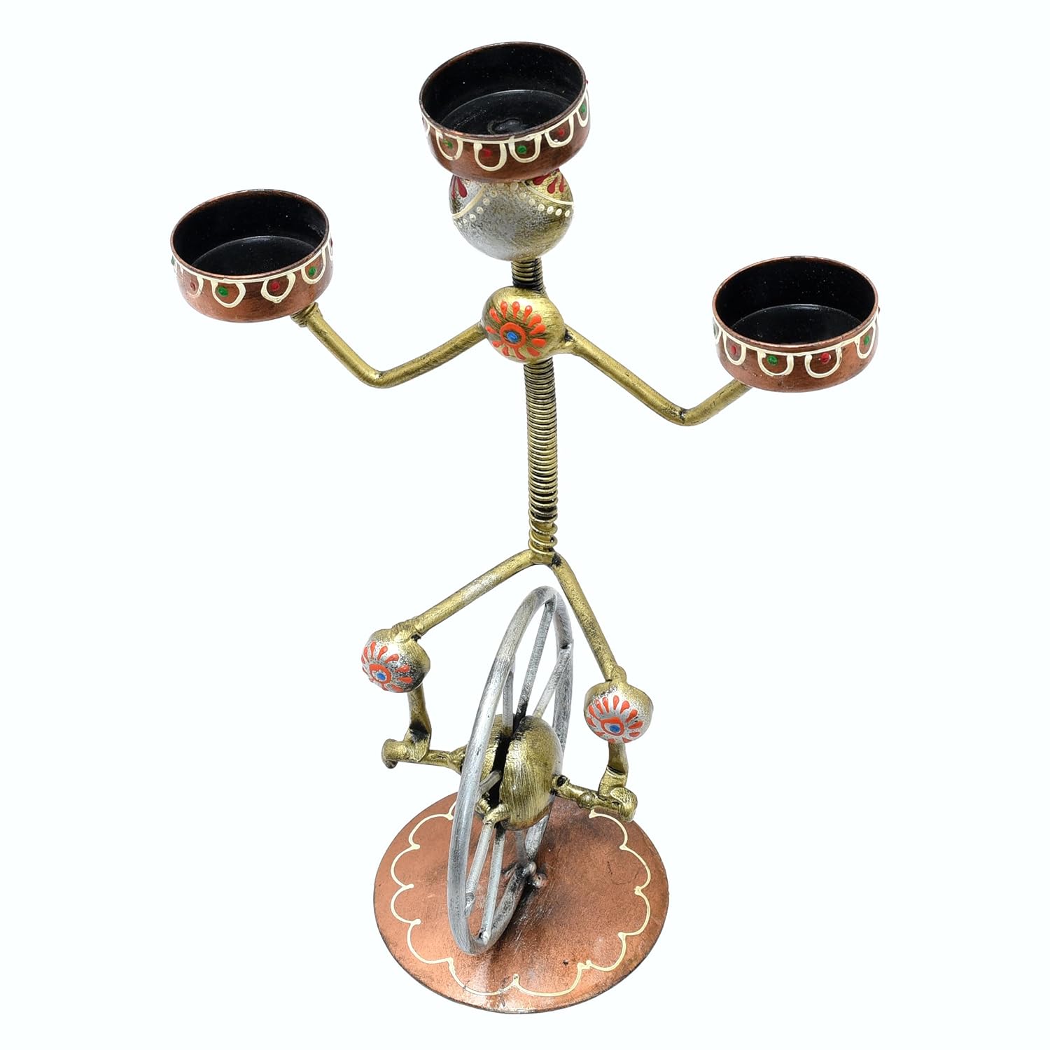 Premium Metal Tealight Candle Holder Antique Copper Gold Finish Versatile Ambiance Enhancement Captivating Storytelling Tealight Holder for Home Decor, Thoughtful Gifting (Cycle) — photo — 2 of 7