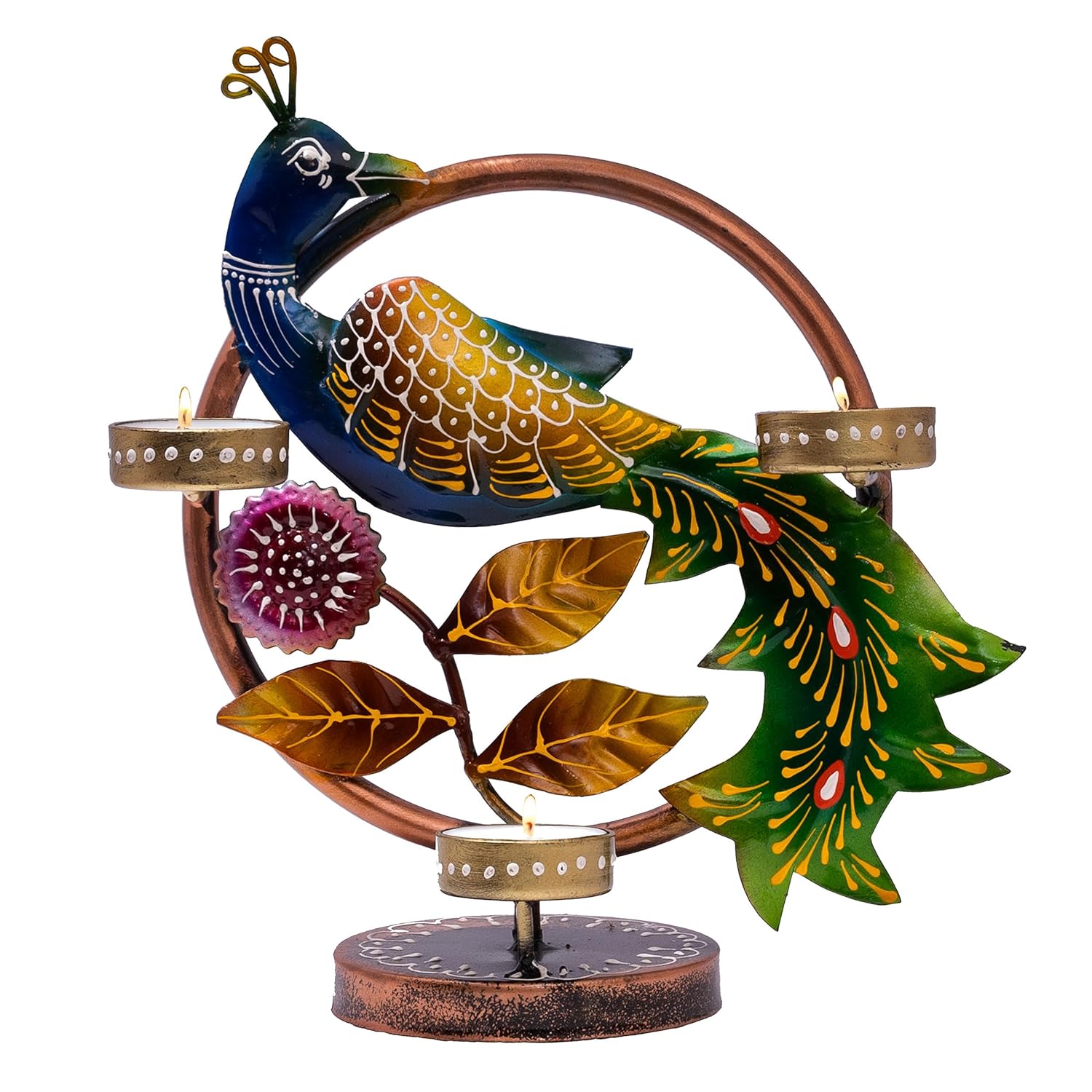 Illuminate Your Space with Elegant Tealight Candle Holder - Tabletop Decorative Peacock Three Candle Holder (Design 2) — photo — 2 of 7
