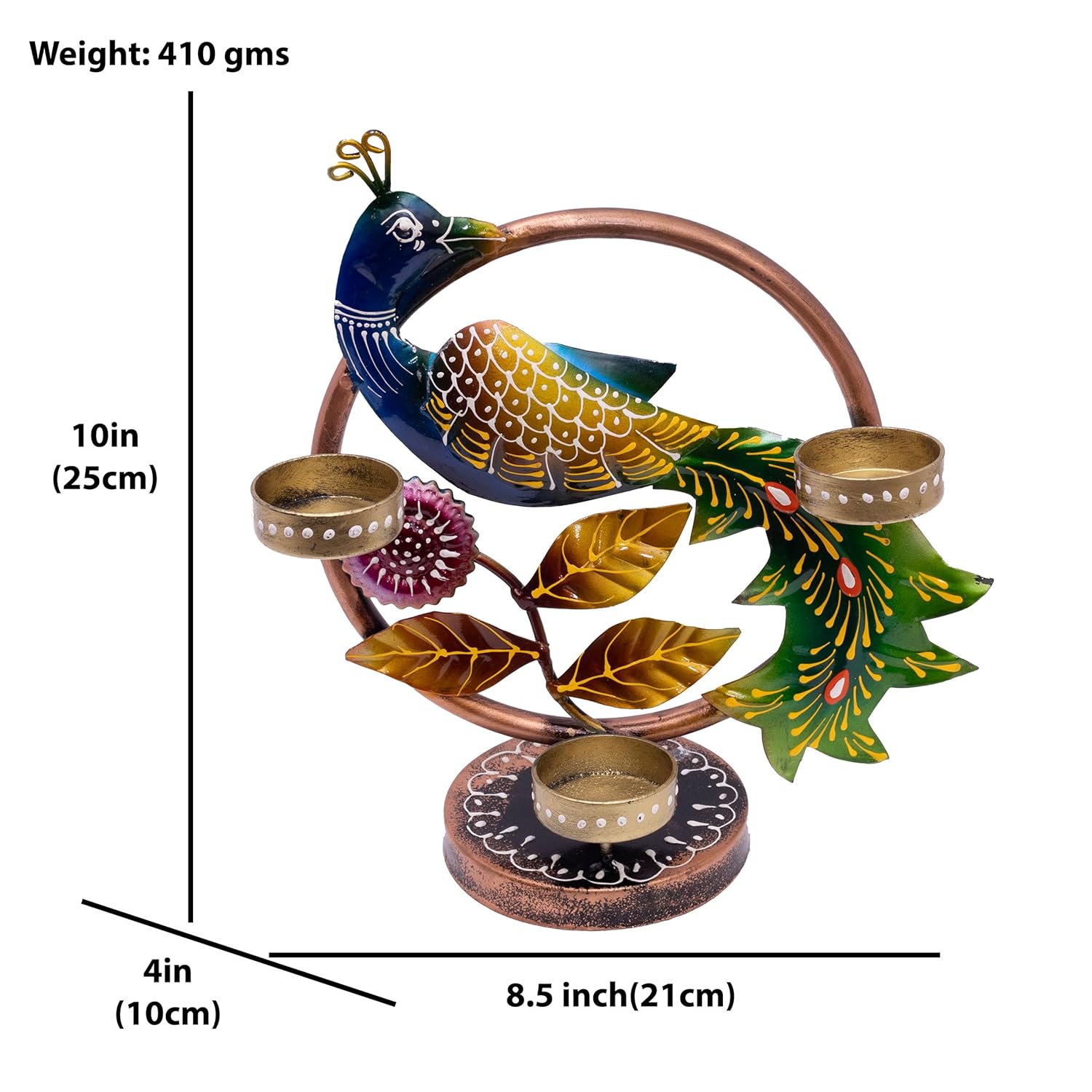 Illuminate Your Space with Elegant Tealight Candle Holder - Tabletop Decorative Peacock Three Candle Holder (Design 2) — photo — 6 of 7