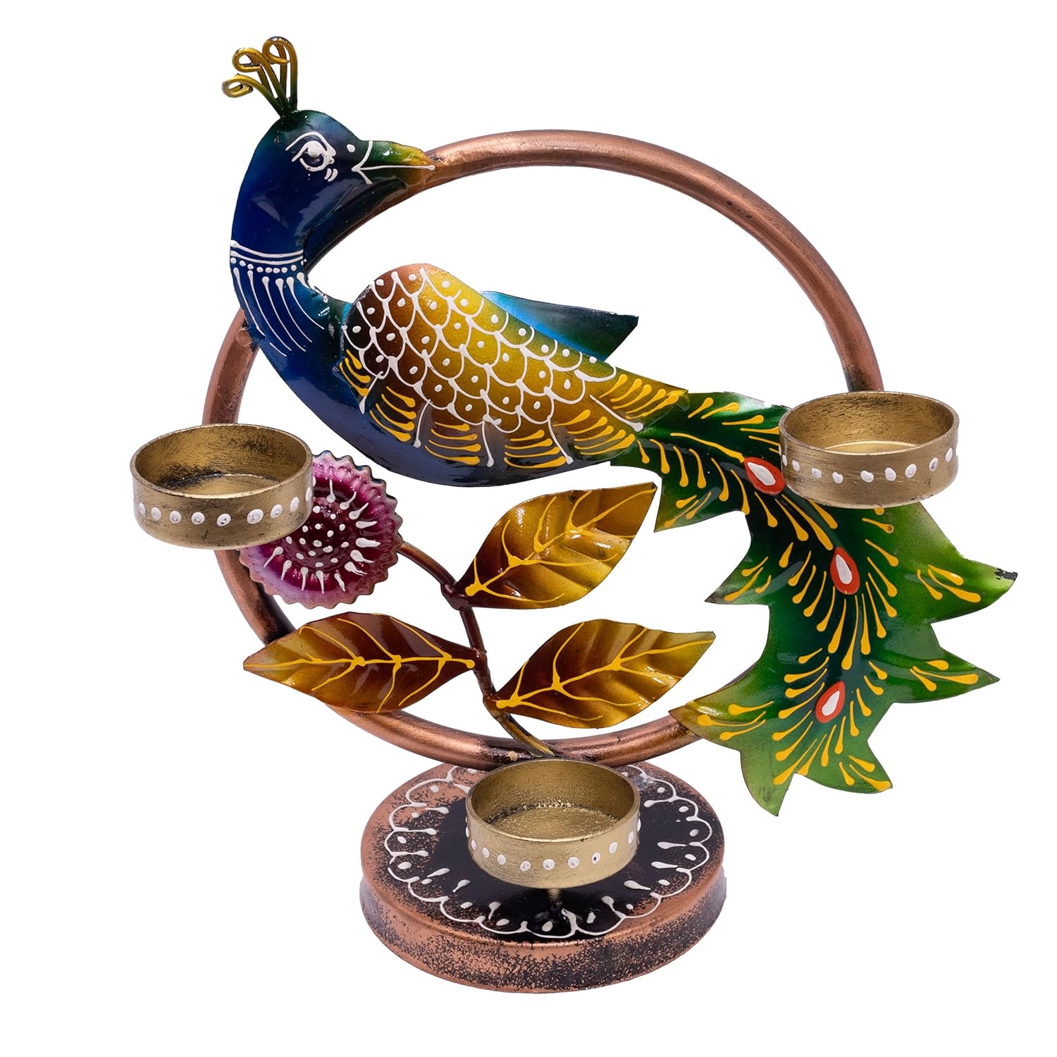 Illuminate Your Space with Elegant Tealight Candle Holder - Tabletop Decorative Peacock Three Candle Holder (Design 2) — photo — 5 of 7