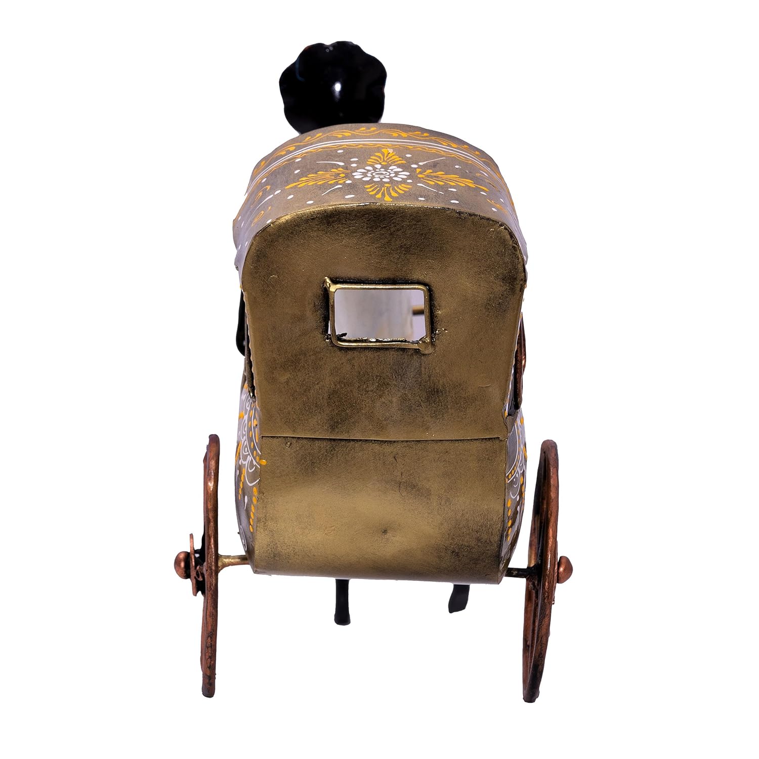 Handcrafted Iron Rickshaw Showpiece - Vintage Tabletop Rajasthani Hand Painted Decor for Home and Office, 12 Inches - Ideal for Living Room, Study Table, Gifting (Yellow) — photo — 4 of 8