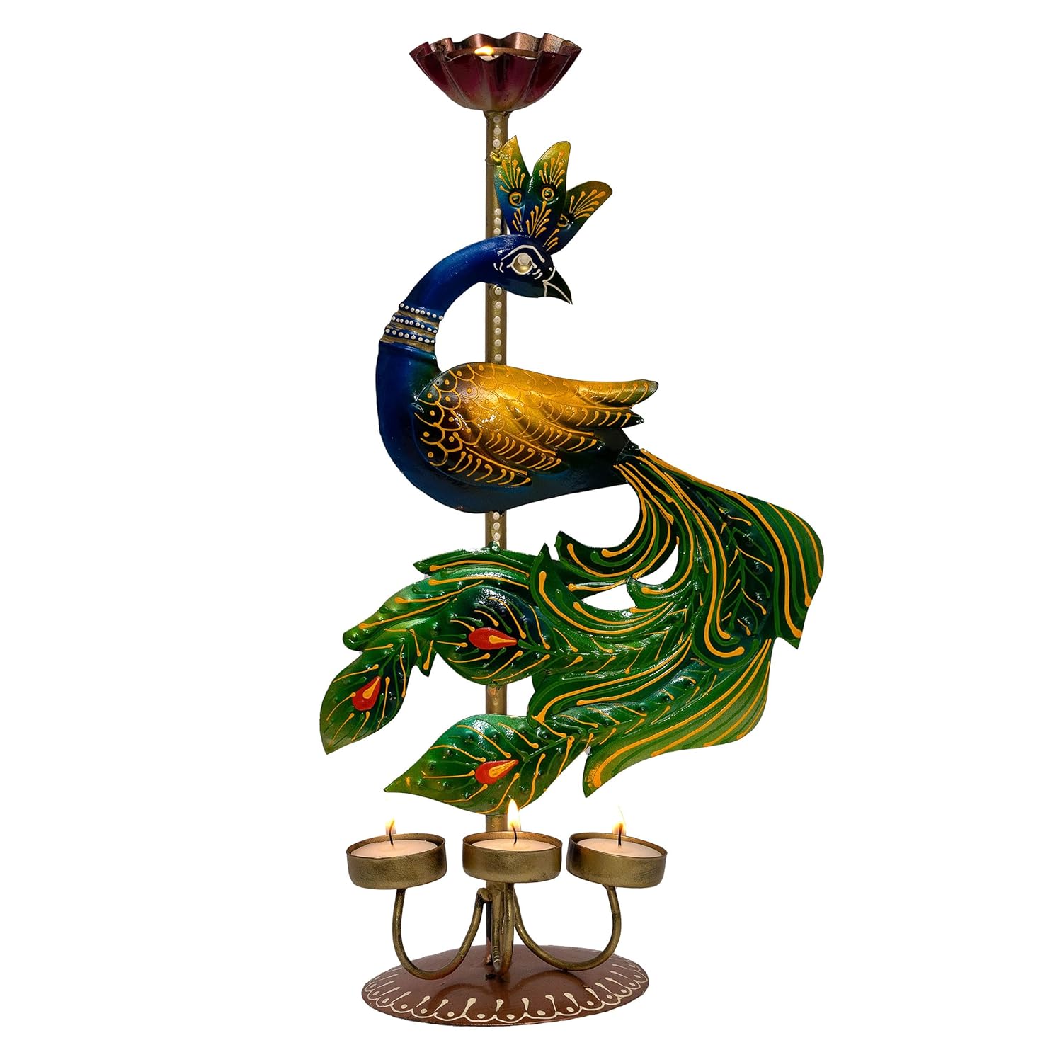 Illuminate Your Space with Elegant Tealight Candle Holder - Decorative Peacock Four Candle Holder (Design 3) — photo — 2 of 9