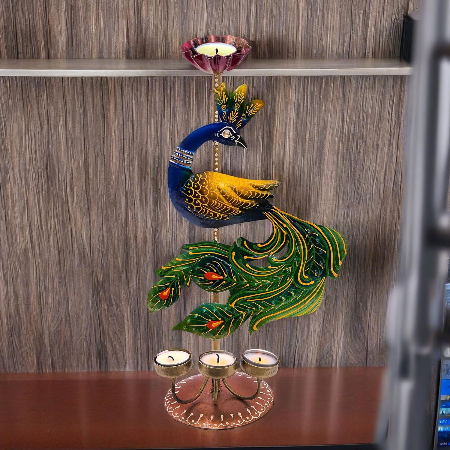 Illuminate Your Space with Elegant Tealight Candle Holder - Decorative Peacock Four Candle Holder (Design 3) — photo — 3 of 9