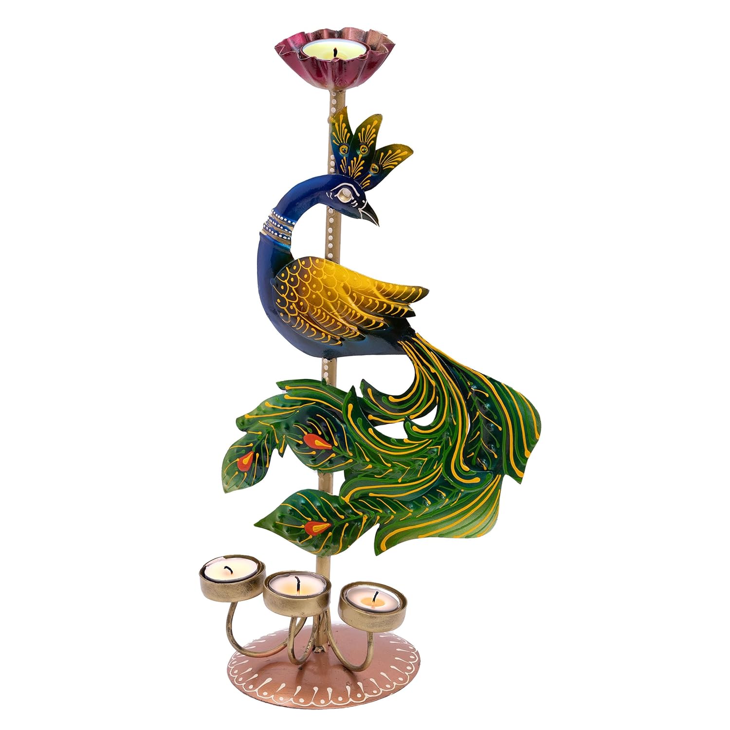 Illuminate Your Space with Elegant Tealight Candle Holder - Decorative Peacock Four Candle Holder (Design 3) — photo — 8 of 9