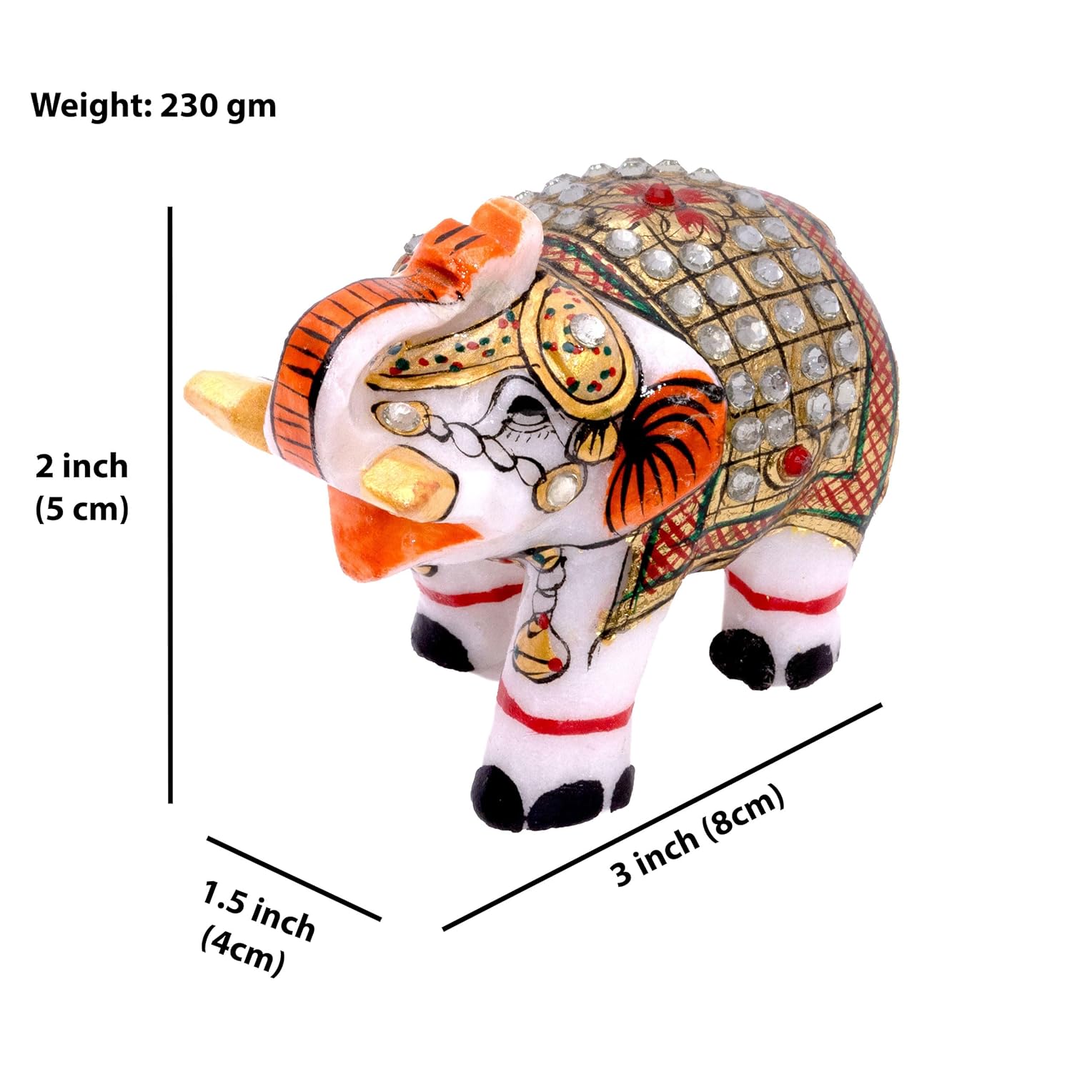 Elegant Marble Elephant Statue - Handcrafted Home Decor Showpiece Symbolizing Love, Strength, Luck | Pure Makrana Marble | Vastu Shastra Positive Energy (2 inch) — photo — 4 of 6