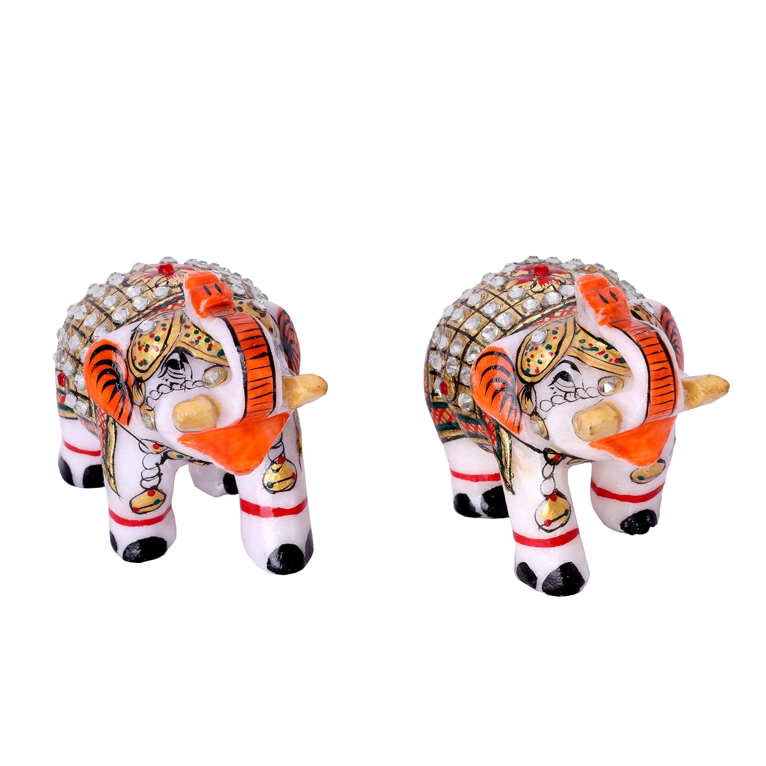 Marble Elephant Showpiece Set of 2 Statues 2x3 inch Home Decor Item for Study Table, Living Room Shelf, Tabletop, Office Desk (White, 2 x 3, 2) — photo — 5 of 8