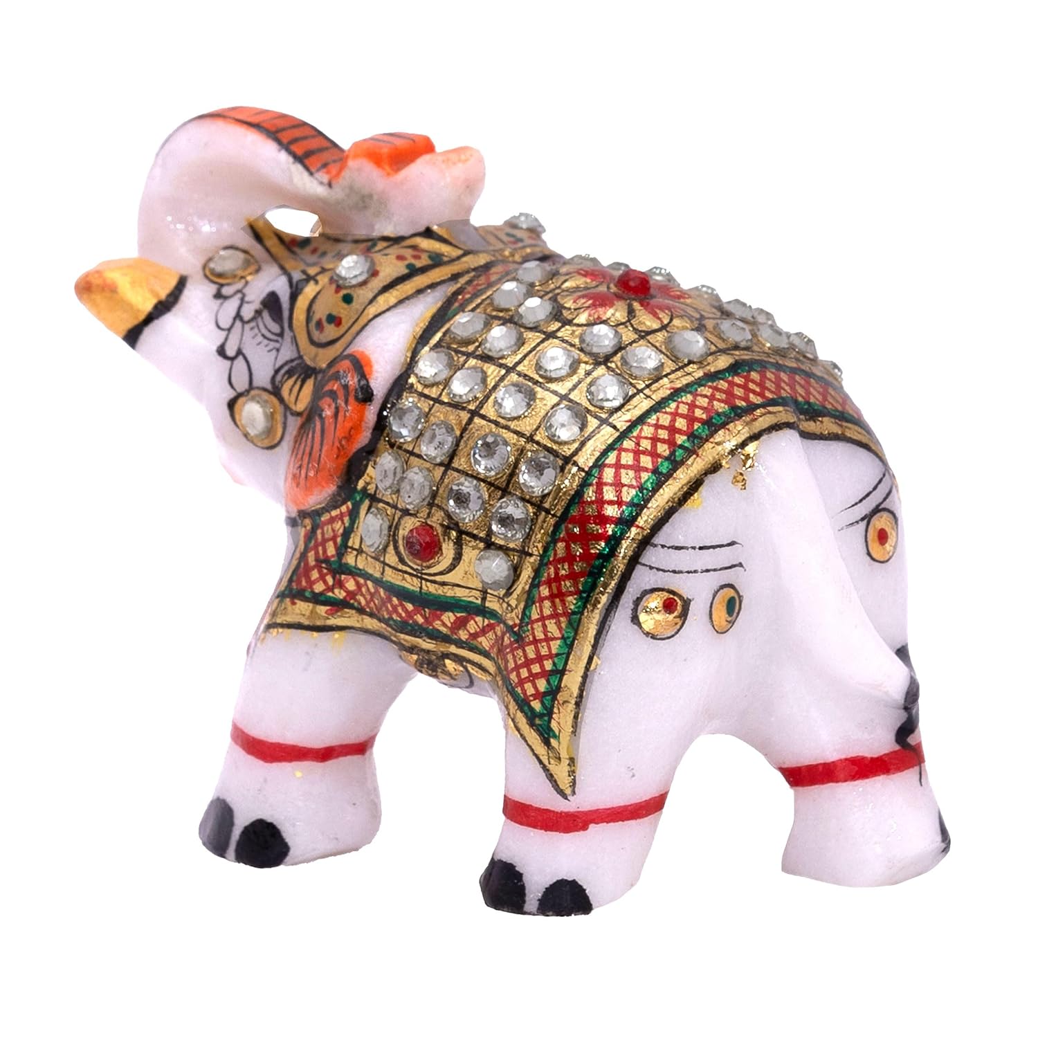 Marble Elephant Showpiece Set of 2 Statues 2x3 inch Home Decor Item for Study Table, Living Room Shelf, Tabletop, Office Desk (White, 2 x 3, 2) — photo — 7 of 8